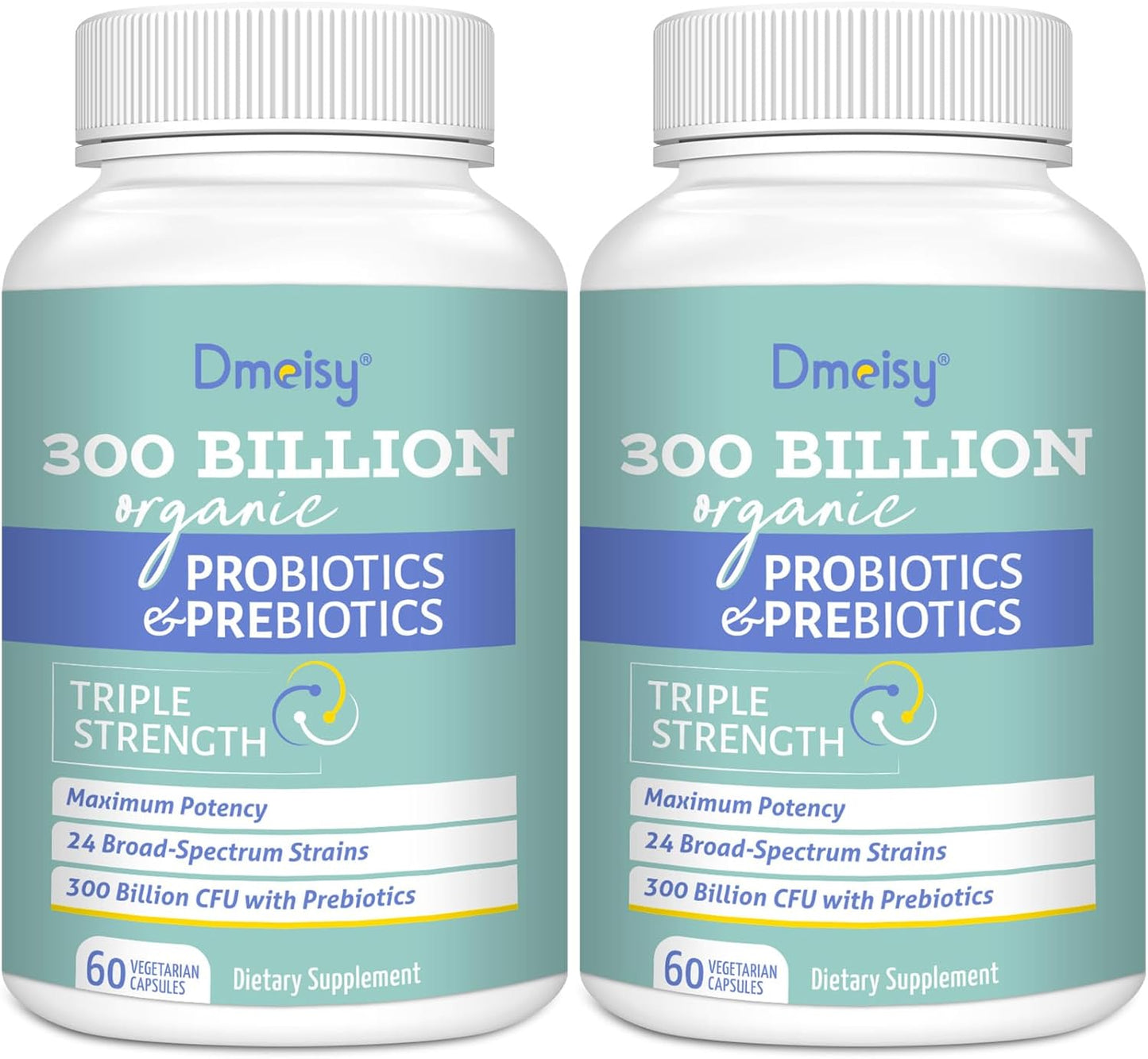 Probiotics for Women and Men, 300 Billion CFU 24 Strains Probiotics + 15 Organic Herbs Prebiotics Blend, Shelf Stable Gut Health Supplement for Digestive Immune & Whole-Body Health, 4 Month Supply