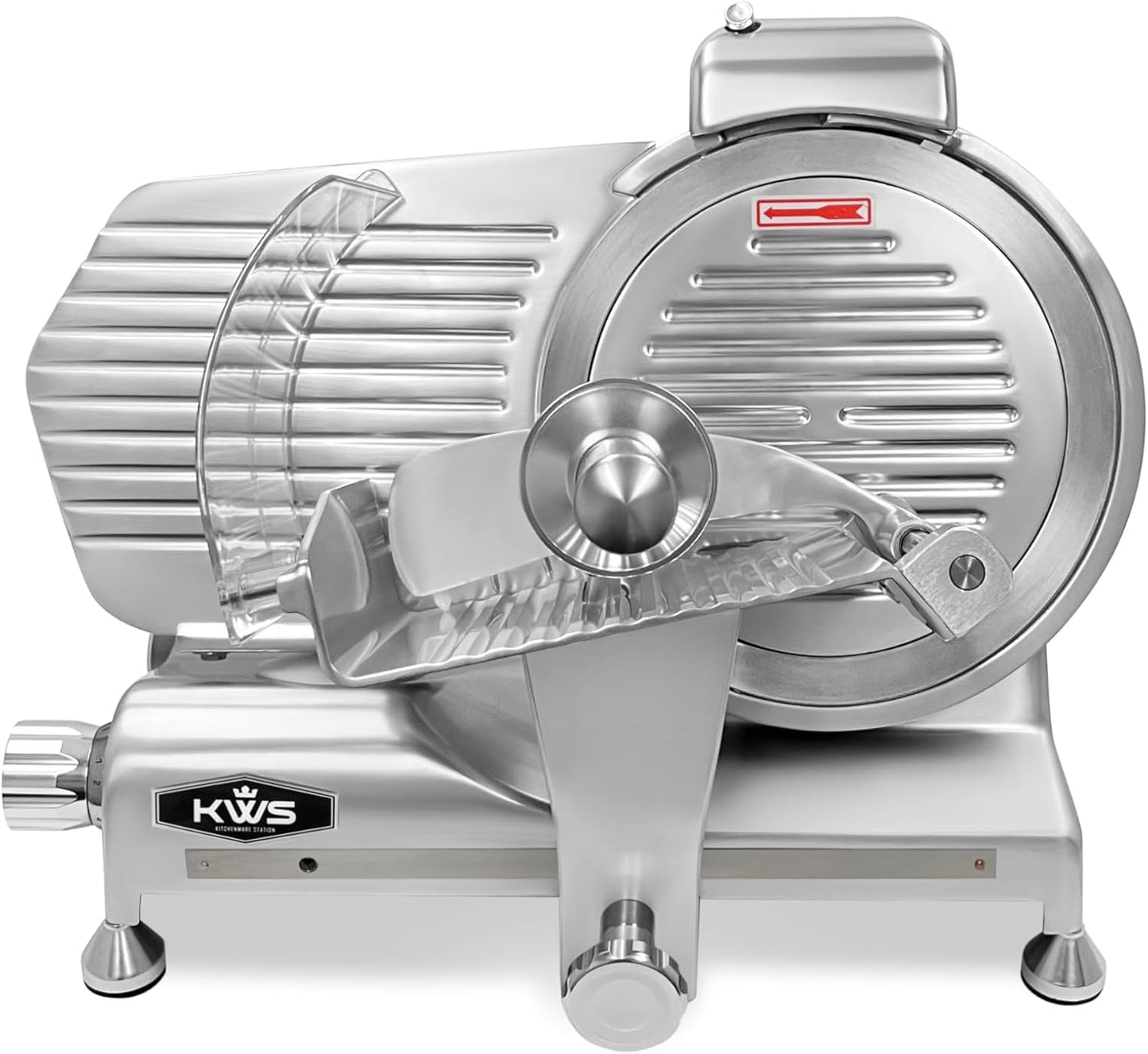 KWS MS-10SL Commercial 320w Electric Meat Slicer 10-Inch Triple Safety Locks + Anodized Aluminum Base with Stainless Steel Blade, Frozen Meat\/Cheese\/Food Slicer Low Noises Commercial and Home Use