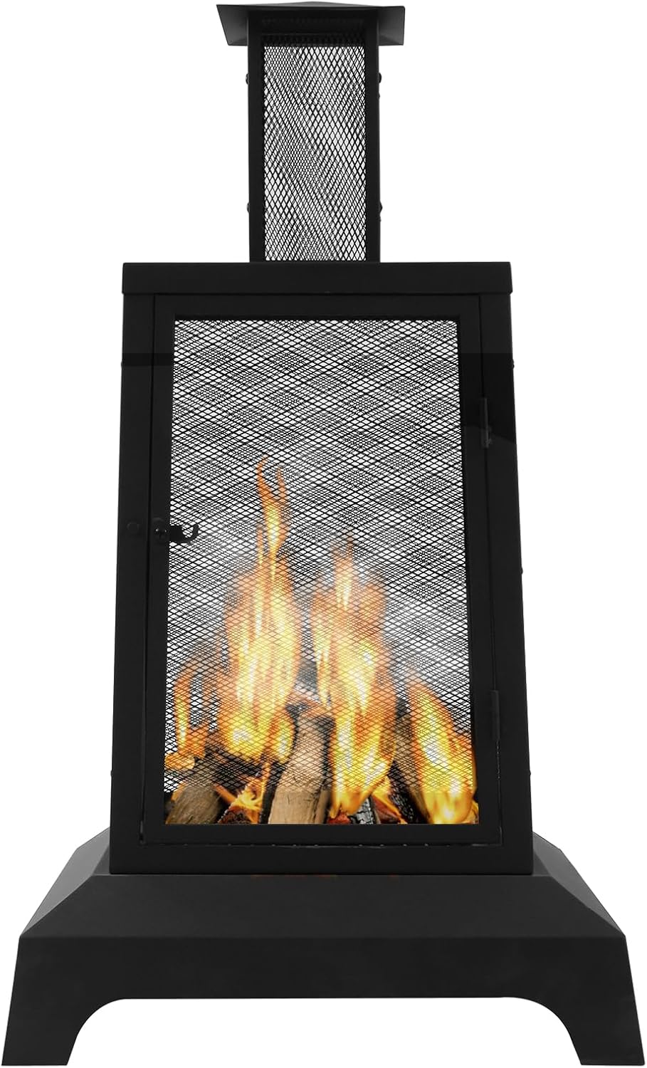 43 Inch Chiminea Fire Pit with Grill Grate and Spark Screen Cover for Outside Patio Backyard Deck Porch Camping Black 