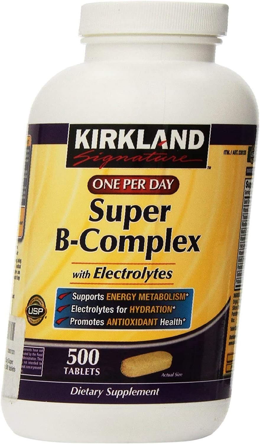 KIRKLAND SIGNATURE One Per Day Super B-Complex with Electrolytes,Tablet, 1000 Count (Pack of 2)