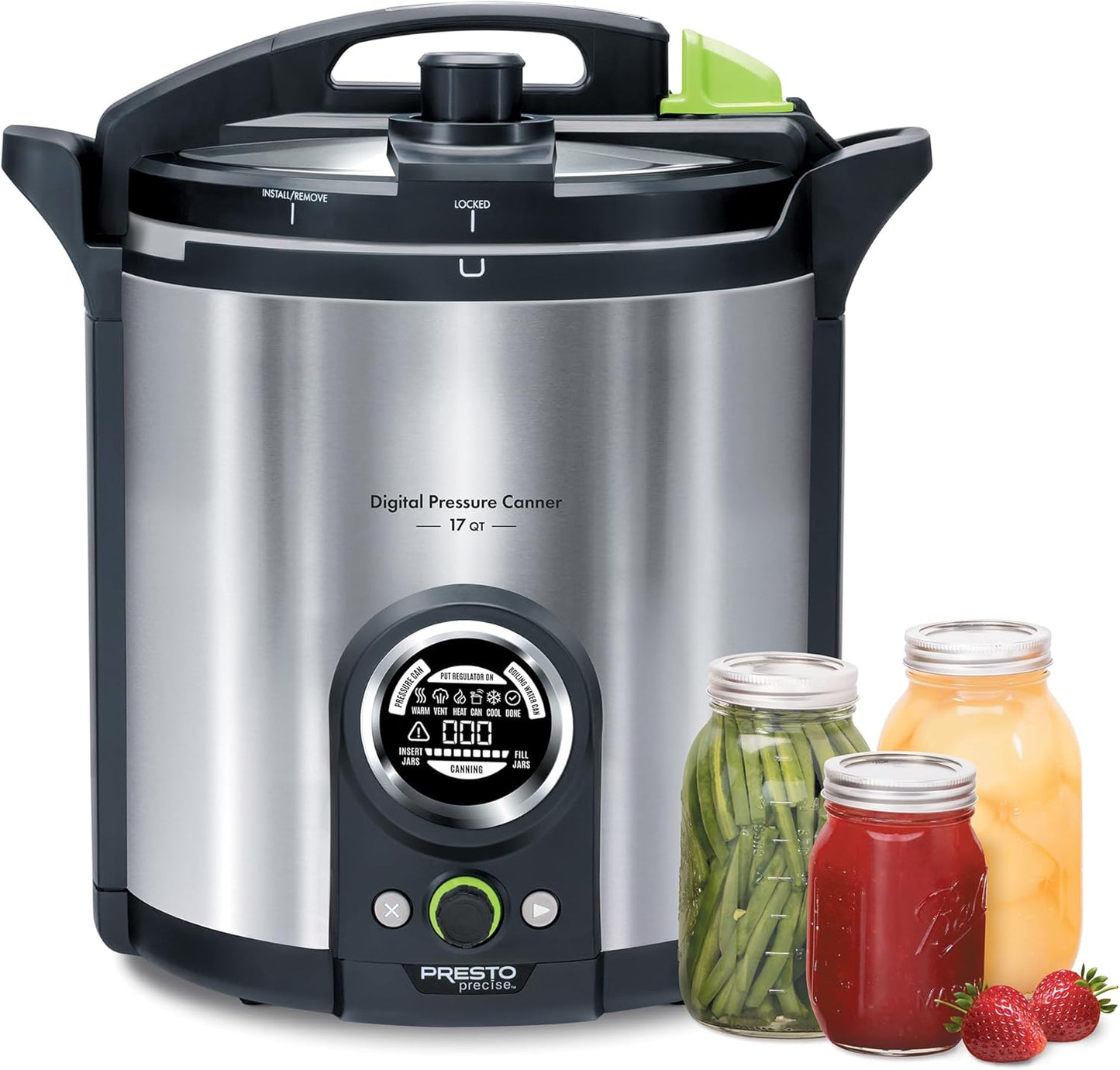 Presto 02152 17-Quart Digital Pressure Canner - Digital Display, Waterbath Capable, 10 Built-In Safety Features, Recipe Book, Stainless Steel
