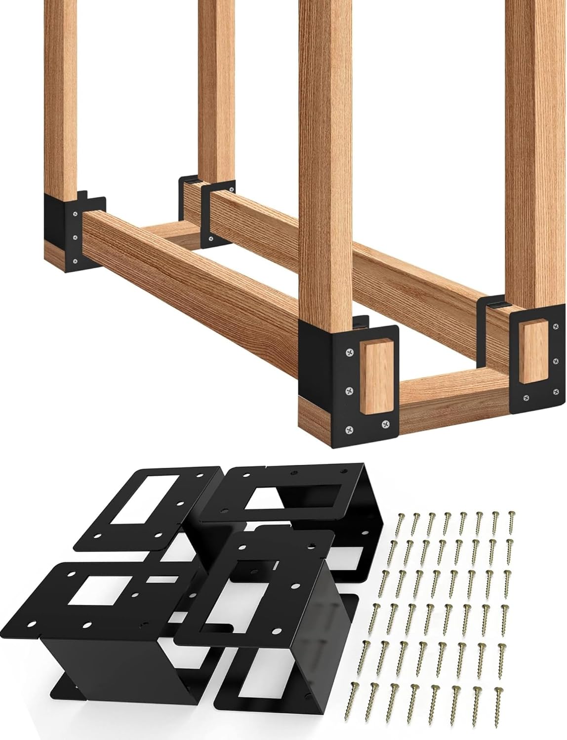 Adjustable Firewood Rack - 4pcs Steel Log Holder Stand for Indoor/Outdoor Use, Ideal for Fireplace, Yard, Cabin, Durable & Space-Saving Solution