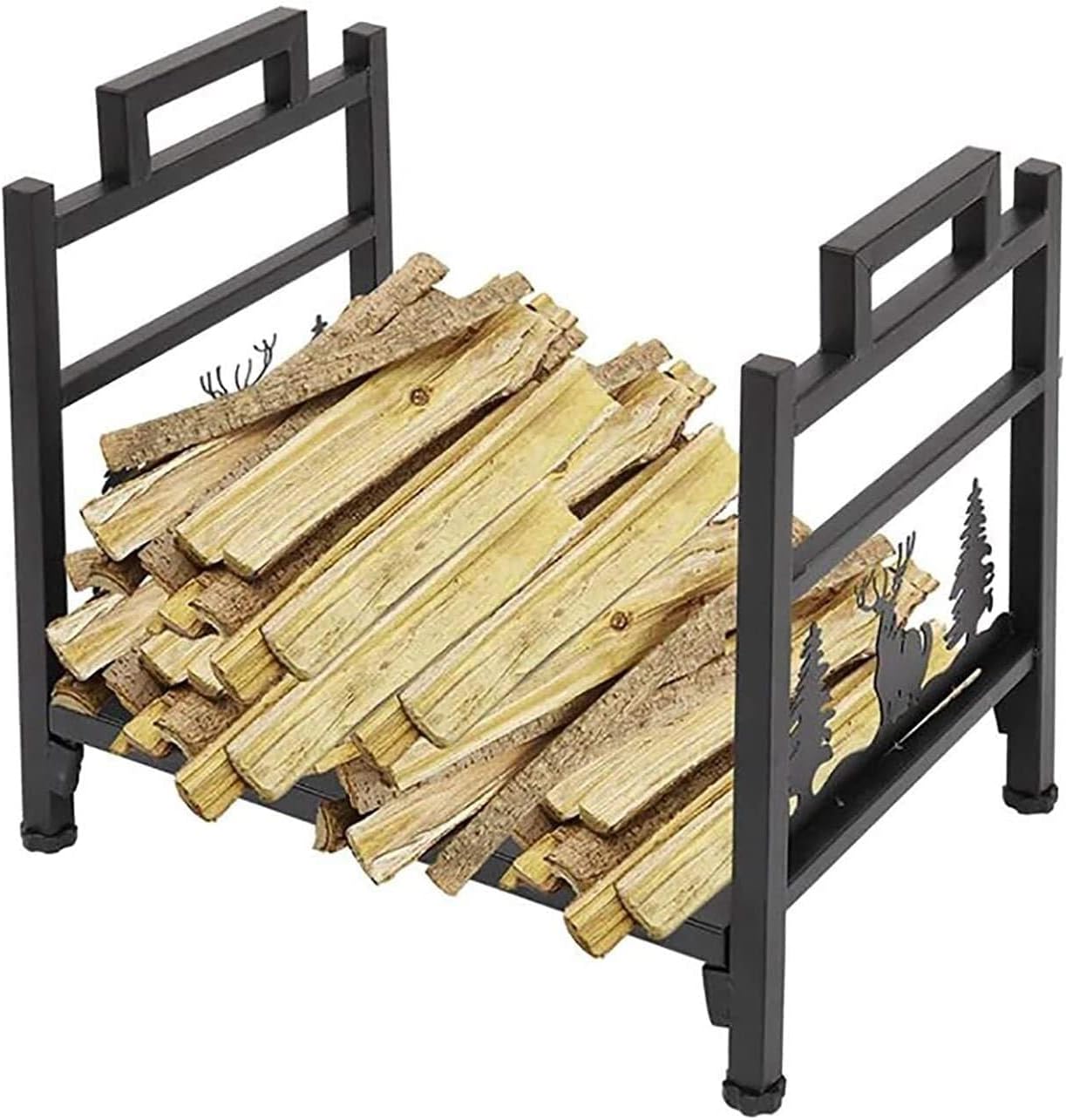 Firewood Rack, Heavy Duty Wrought Iron Log Holder For Indoor & Outdoor Fireplace, Garden, Patio Wood Stacker