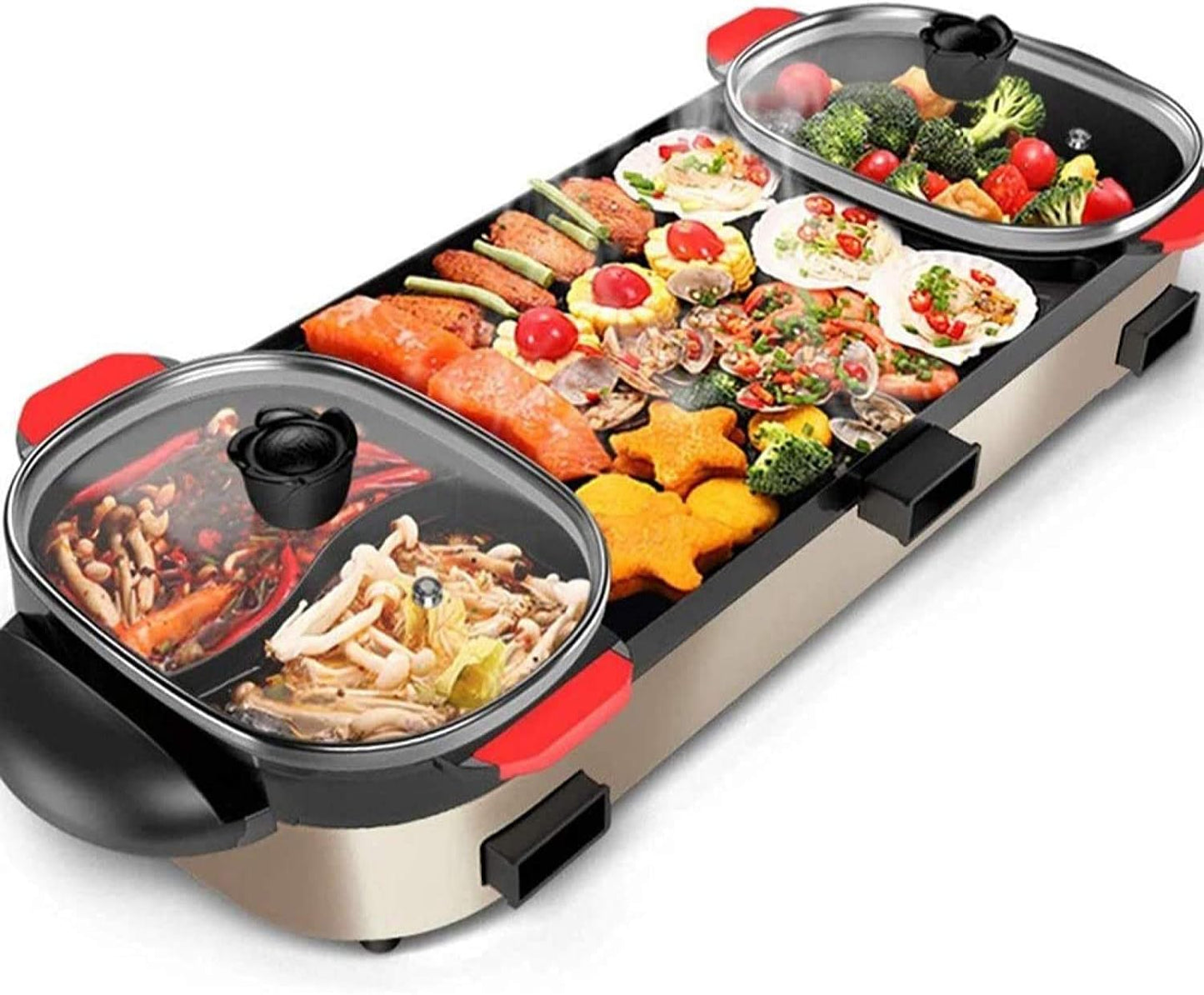 Electric Hot Pot Separable Hot Pot Two Pots Adjustable Partition Temperature Control Household Large-Capacity Party Hot Pot Barbecue