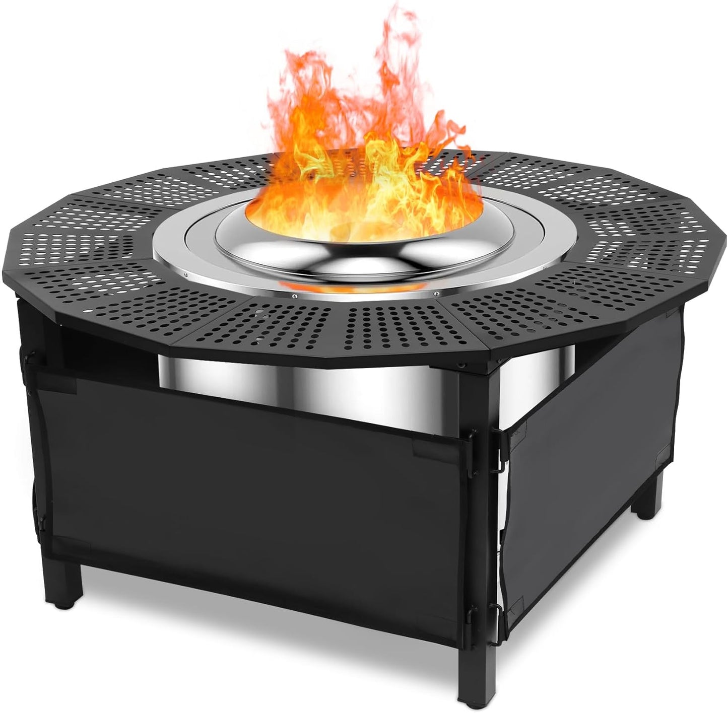 40-Inch Fire Pit Surround for Solo Stove Surround, 360° Safety Protection for Solo Stove Bonfire Accessories, Rust-Resistant Metal, Resistant to High Temperatures, Inner Diameter of 24 Inches