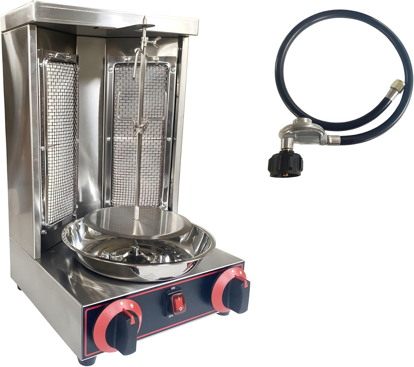 LP Gas Shawarma Grill Machine Vertical Broiler Gyro Machine Rotating Doner Kebab Machine with 2 Burners for Home Restaurant Kitchen Parties