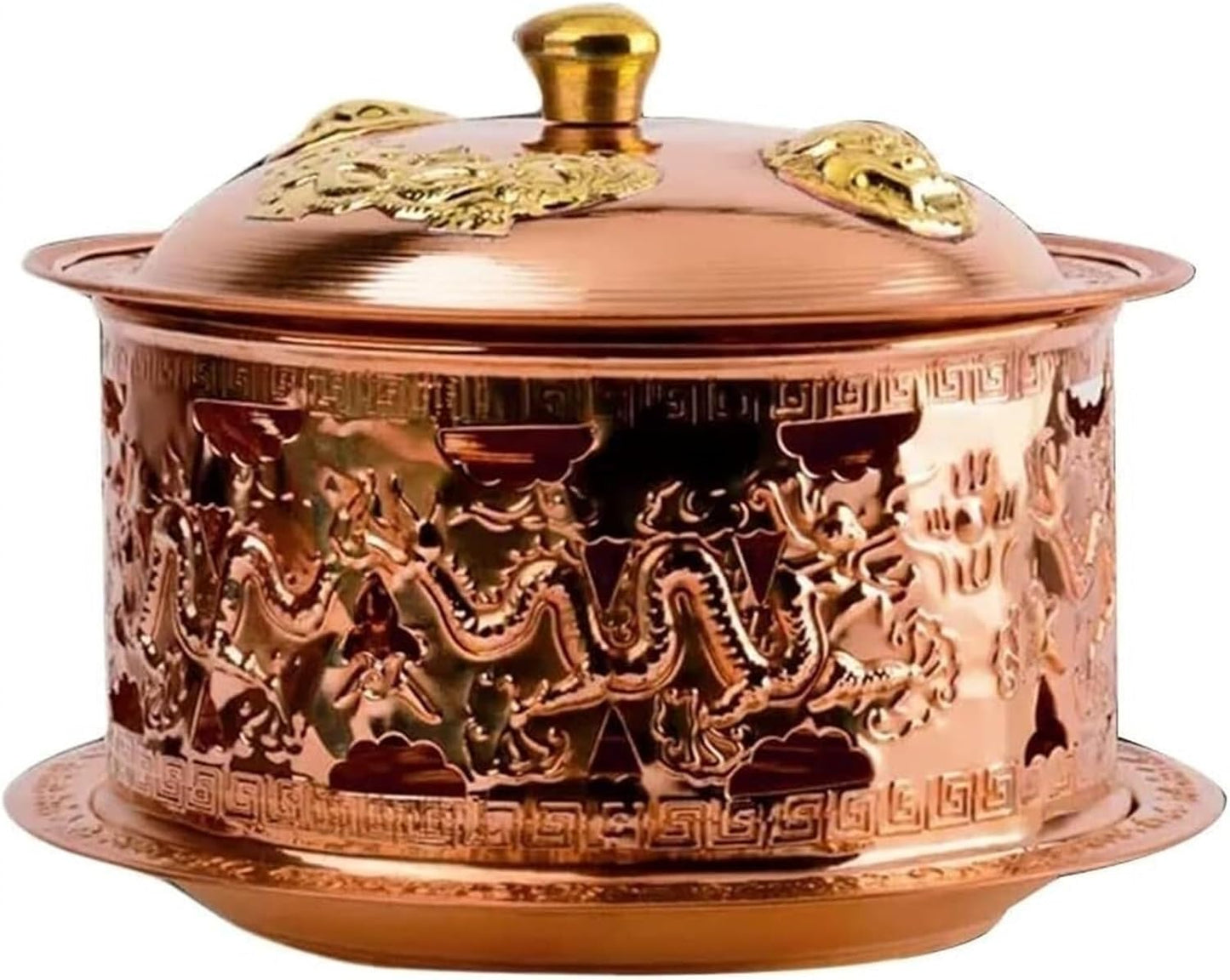 Multifunctional Hot Pot, Chafing Dishes Hot Pot Pure Copper Alcohol Hot Pot Suitable For Family Dinner Shabu Shabu Pot(28cm)
