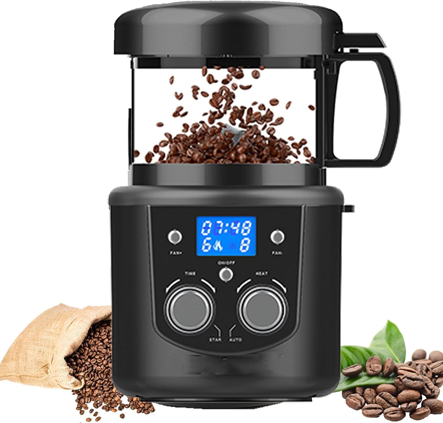 1400W Coffee Bean Roaster Machine for Home Use,2 In1 Coffee Roaster with Cooling Function,Adjustable Timer(0-15 min) & Heating Gears(1-8 gears),Bean Chaff Collection Basket