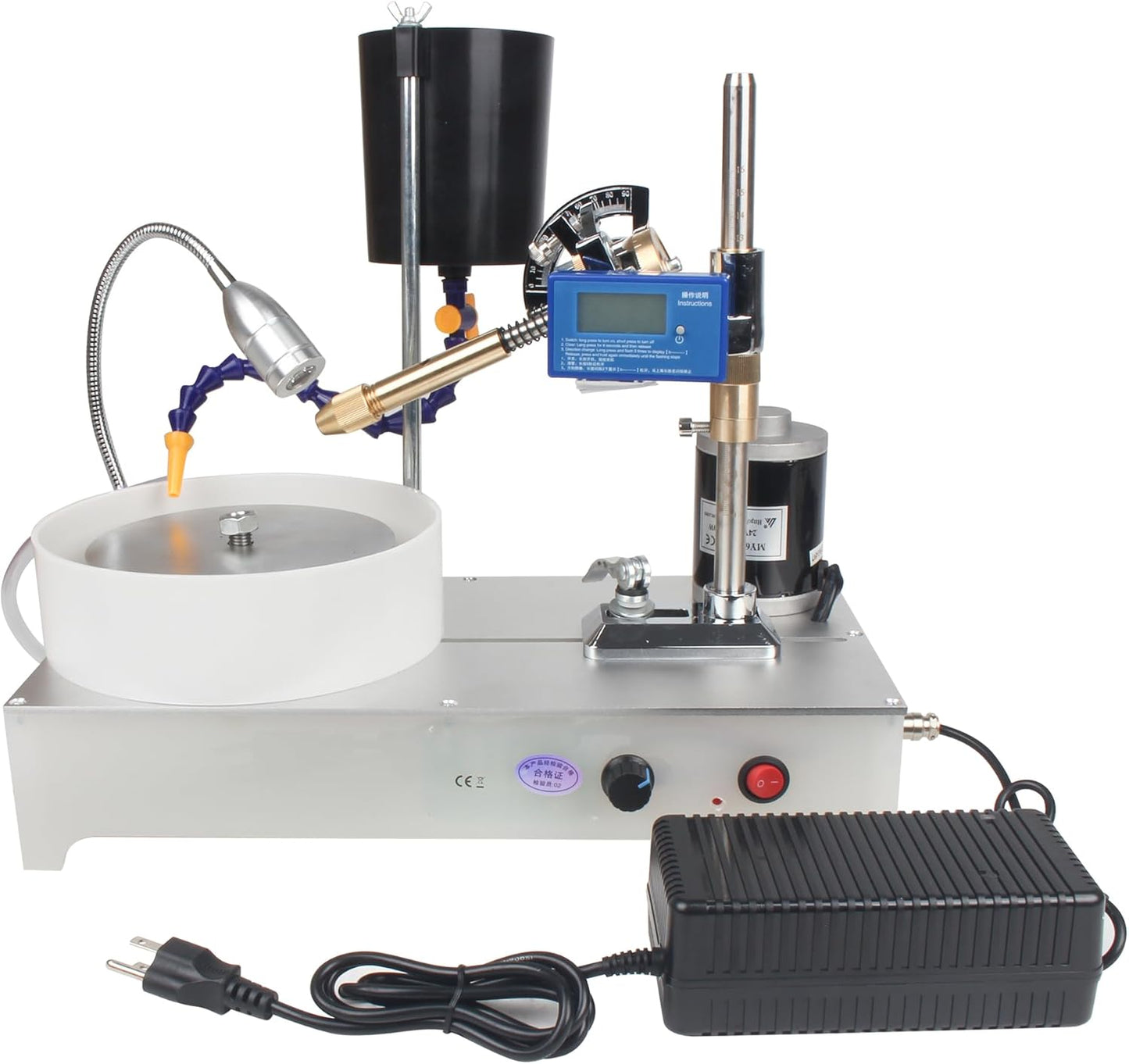 CNCTOPBAOS Precision Gemstone Grinding Polishing Angle Machine,120W 2800rpm Faceted Gem Faceting Jewelry Polisher Cutting Flat Grinder,24V DC Infinitely Variable Speed Lapidary Machine Digital Display