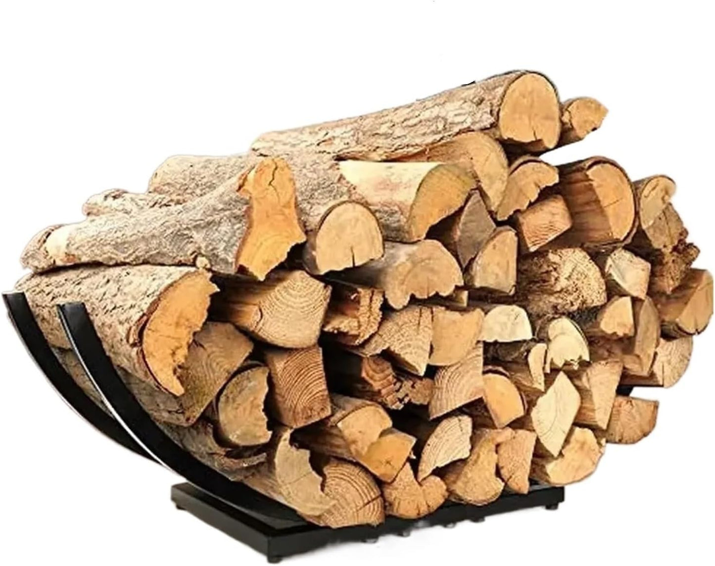 Firewood storage rack Curved Heavy Duty Firewood Holder Fireplace Log Storage Rack Outdoor Black 30Inch Steel Tube Construction Weather Resistant