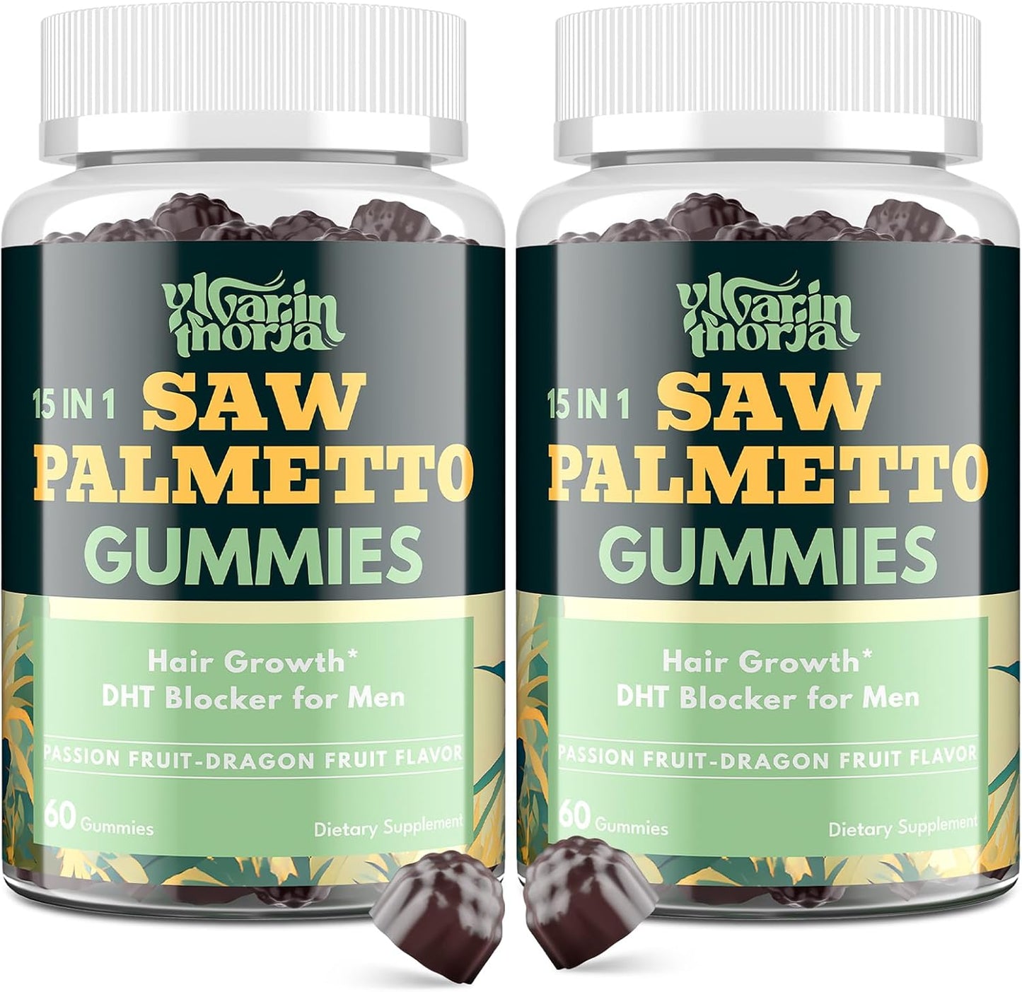 Saw Palmetto Gummies for Men \u2013 600mg Extra Strength DHT Blocker with Biotin, Pumpkin Seed \u2013 Supports Prostate Function, Urinary Flow & Hair Regrowth Supplement, 60 Passionfruit-Dragonfruit Gummies