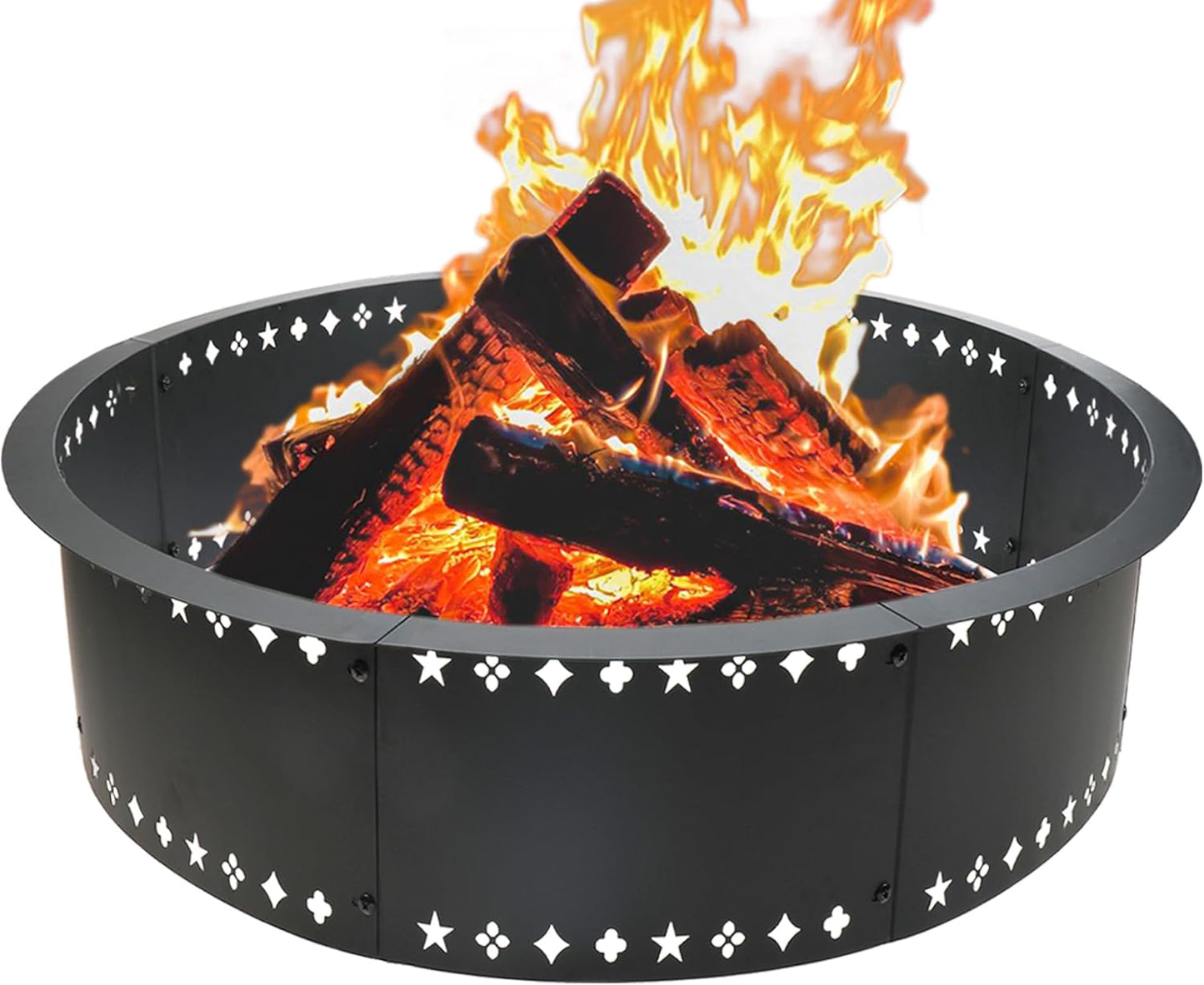 Fire Pit Ring 36 inch Fire Ring for Outside Fire Pit,Large Round Smokeless Firepit Insert,DIY Fire Rings for Outside Wood Burning Above or In-Ground Camping Firepit Ring for Outdoor Patio Yard Garden