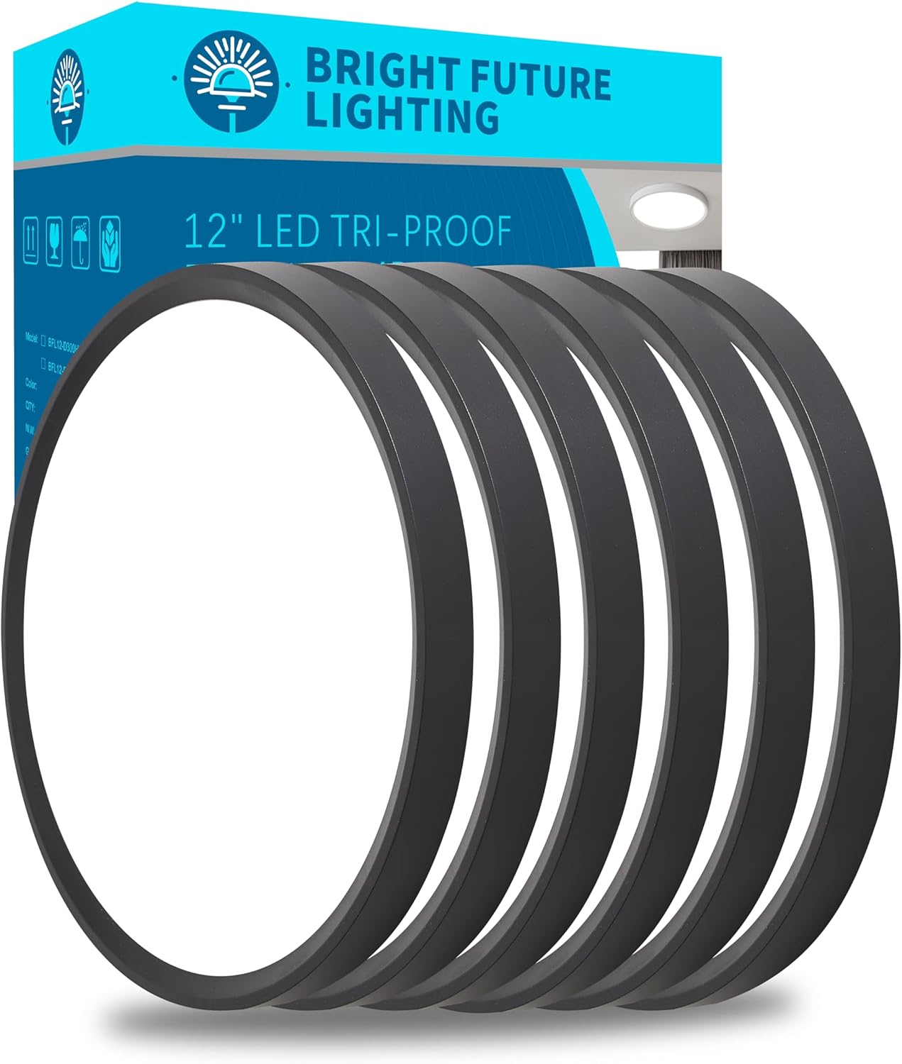 6pack 12 Inch Flush Mount Ceiling Light, 24w Led Ceiling Light, 3000k\/4000k\/6000k Selectable 2520lm Ceiling Lights, Super Slim Led Light Fixture for Bedroom Kitchen Living Dining Room Office (Black)