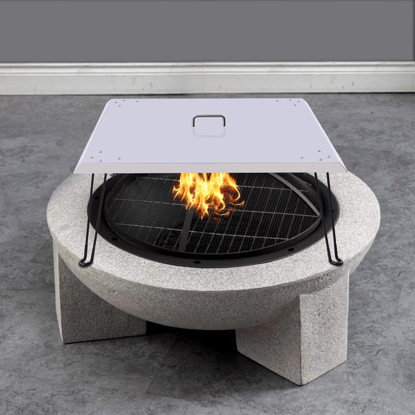 Stainless Steel Fire Pit Insulation Board Foldable Legs Design Outdoor Picnic Fire Protection 30x30x13 Inches Portable Size Indoor And Outdoor Dual-use Insulation