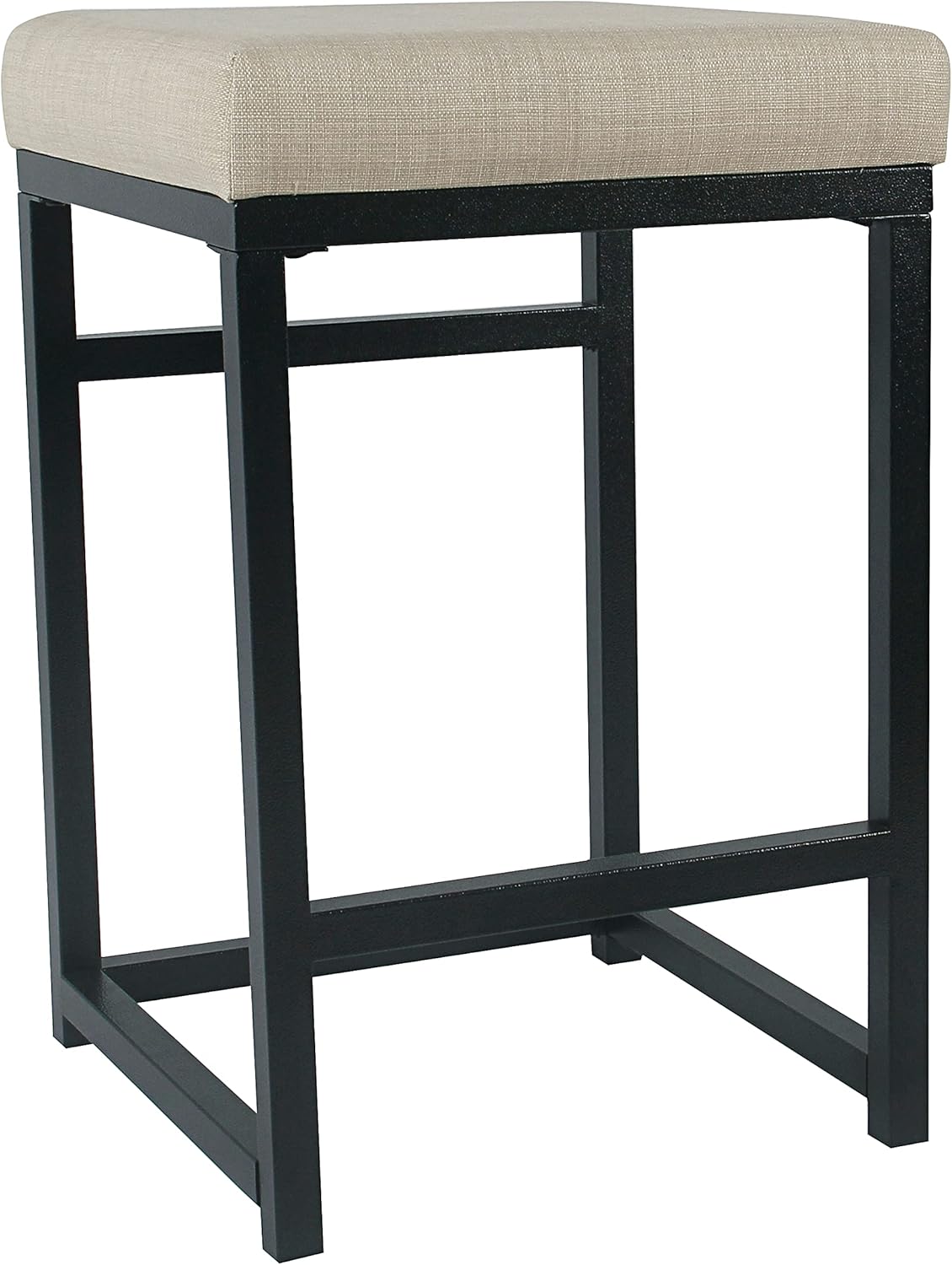 HomePop Home Decor | Modern 24-Inch Counter Stool | Backless Metal Frame Bar Stools Counter Height | Decorative Home Furniture, Natural