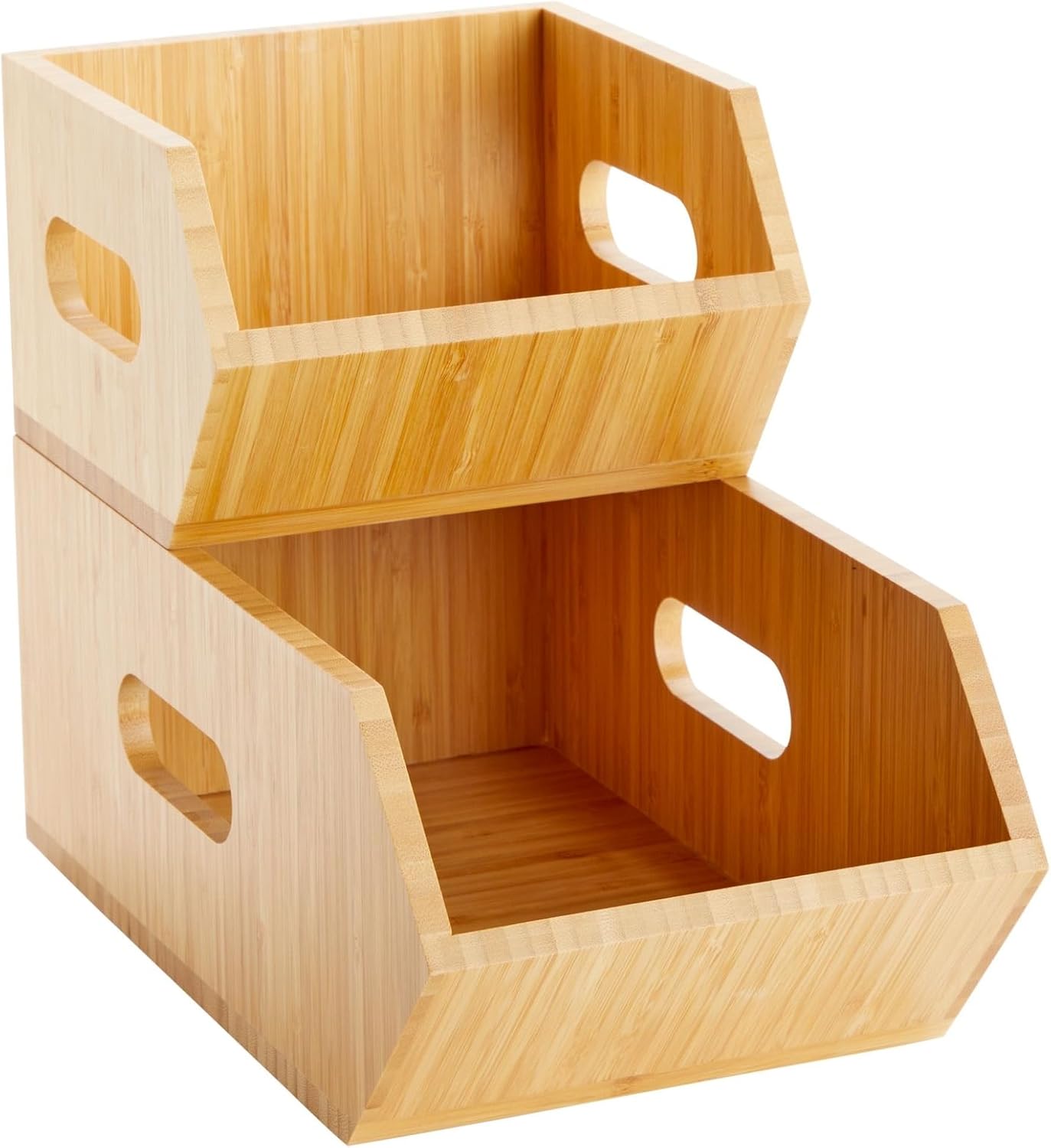 Farmlyn Creek Stackable Pantry Organizers & Storage Bins - 2-Pack, 12.5x7x5 In & 6.7x7x5 In, Brown, Modern - Wire Baskets & Kitchen Counter Organizer - Potato & Onion Storage Bin & Pantry Bins