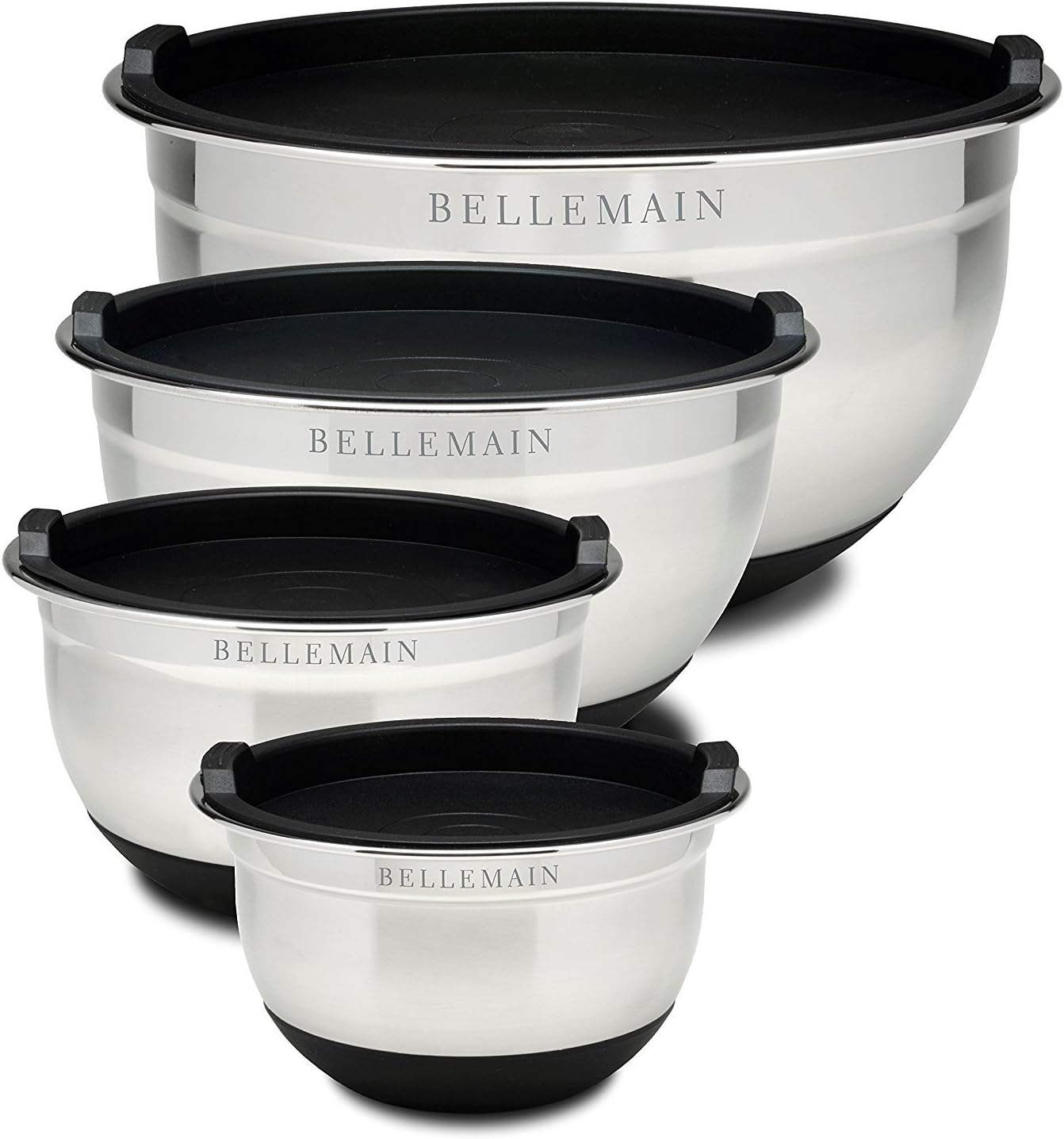 Stainless Steel Mixing Bowls with Lids Set \u2013 Large, Durable, Airtight Kitchen Bowls for Food Prep, Baking, Salad, and Storage (4 piece set)