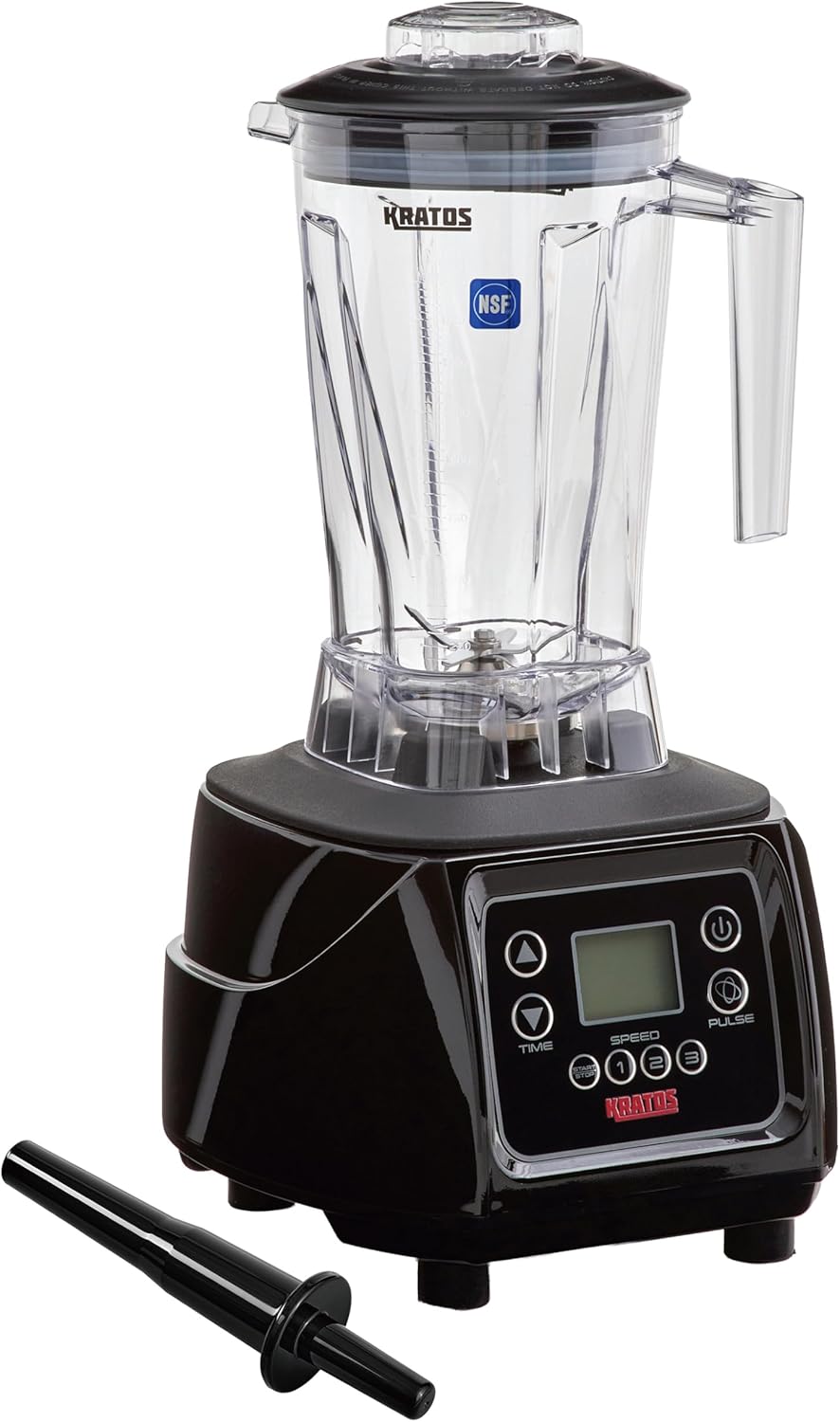 Kratos Commercial 3.5HP Blender, Touchpad Controls with Timer, Pulse Feature, 64 oz. Jar, 120V, 1800W, NEMA 5-15P Plug, Black Countertop Professional Blender (29B-007)