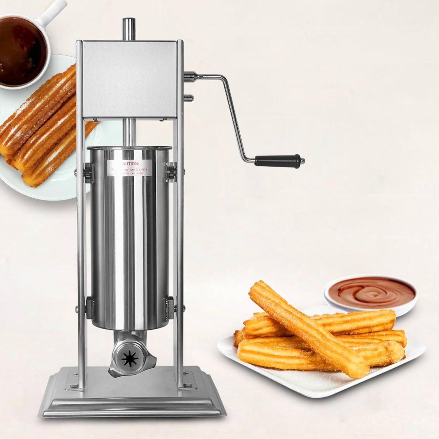 Commercial Manual Churros Maker Machine, 5L Stainless Steel Manual Spanish Donut Churrera Churro Maker Machine for Restaurants Bakeries Cafeterias
