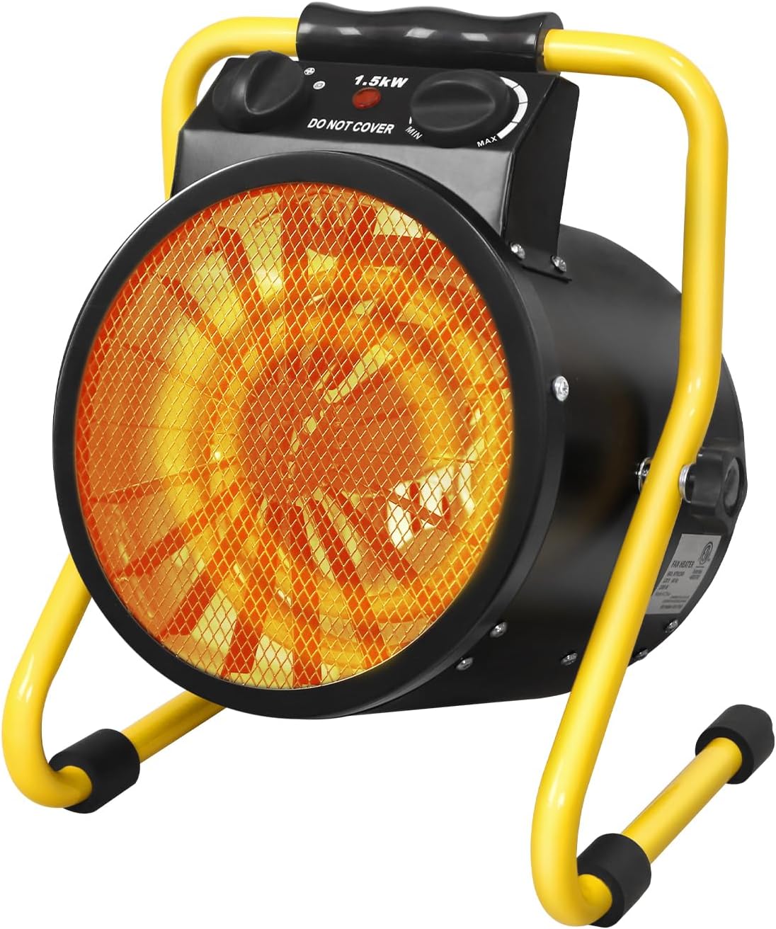 INTER HUT Portable Greenhouse Heater, Overheat Protection, 1500W Radiant Electric Heater for Indoor and Outdoor Use, Garage, Grow Tent, RV, IPX4 Water Resistant, 1 Piece, Black