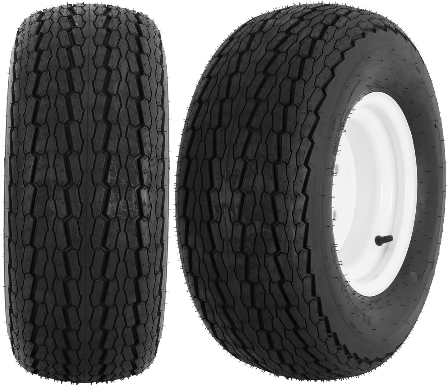 YUANXING 20.5x8-10 Trailer Tires on Rim - 5 Lug on 4-1\/2" white Wheel - Load Range E,10PR, Set of 2