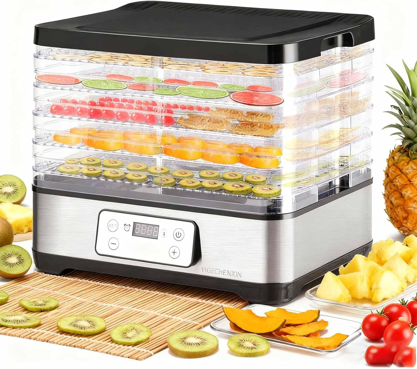 280W Food Dehydrator 34×30×29 Cm Upgrade Commercial Use Small Transparent Food Grade Meat Dryer Kitchen Appliance for Drying Food for Apples, Vegetables