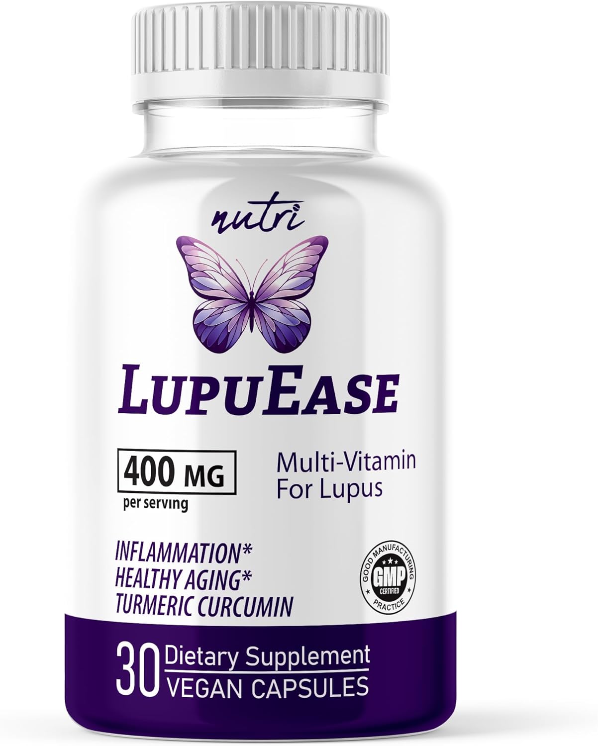 Nature's Fusions LupuEase Lupus Relief Products Multivitamin Supplements - Vitamin C, D3, E, B12, Turmeric Curcumin Extract (std. 95% curcuminoids) - Omega 3 Fatty Acids - 30 Day Supply - 400mg
