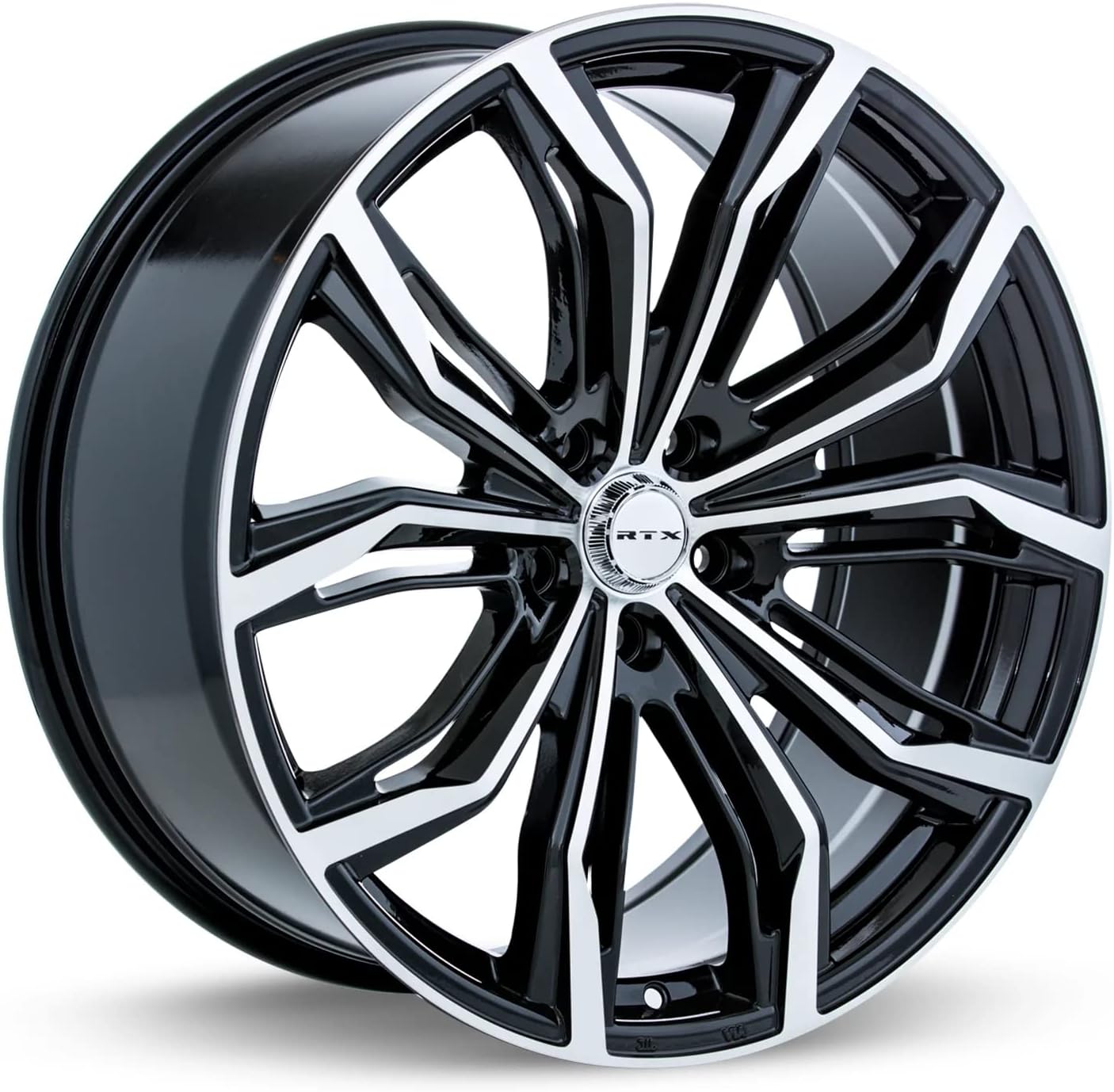 RTX BLACK WIDOW Custom Wheel - 18x8, 42 Offset, 5x114.3 Bolt Pattern, 70.3mm Hub - Black with Machined Face Rim
