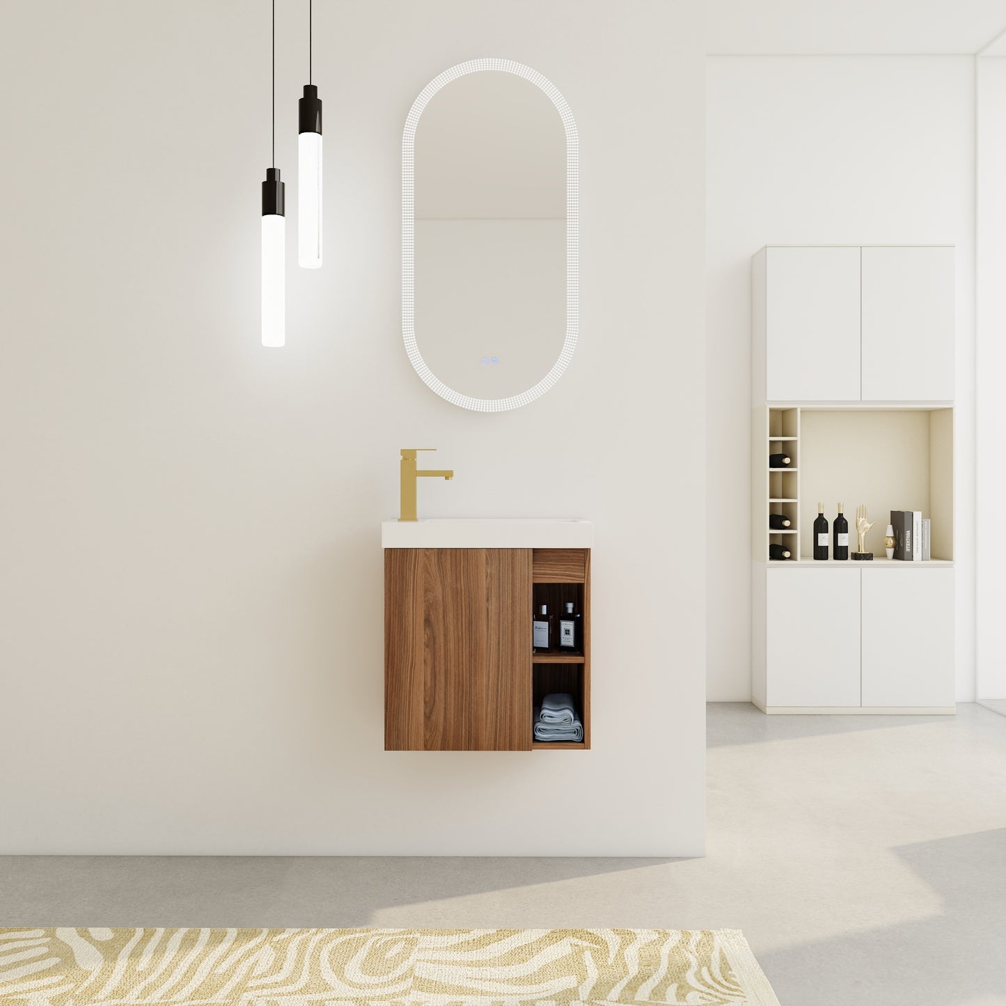 Tatayosi 20inch Floating Wall Mounted Bathroom Vanity with White Resin Sink Soft Close Cabinet Door