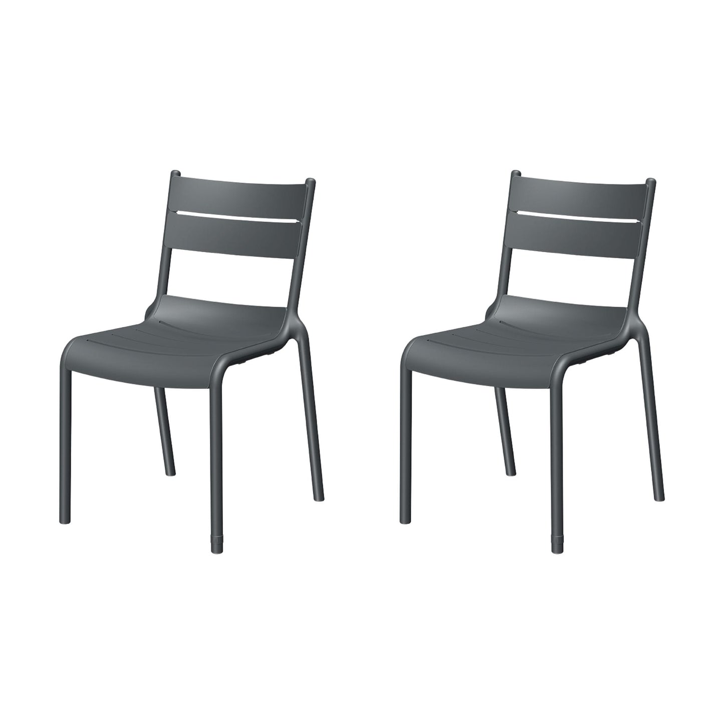 Lagoon Naples Set of 2 Stackable Dark Grey Resin Frame Stationary Dining Chair with Solid Seat