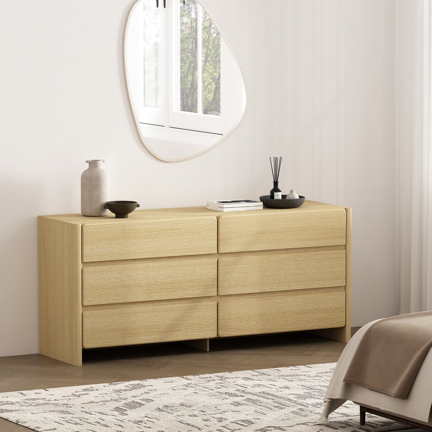 Manhattan Comfort Linda Neutral 6 -Drawer Standard dresser