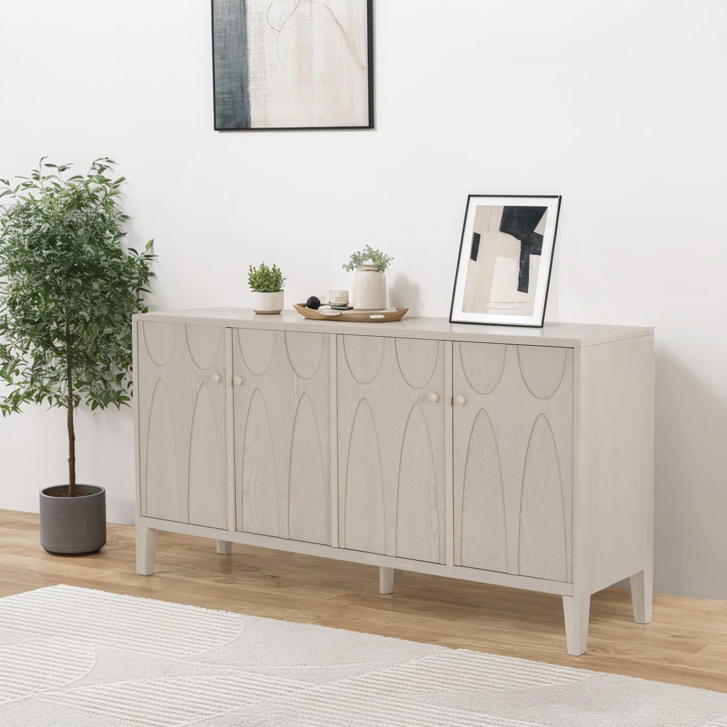 Christopher Knight Home Travis Sideboard Buffet Cabinet with Adjustable Shelves Bleach
