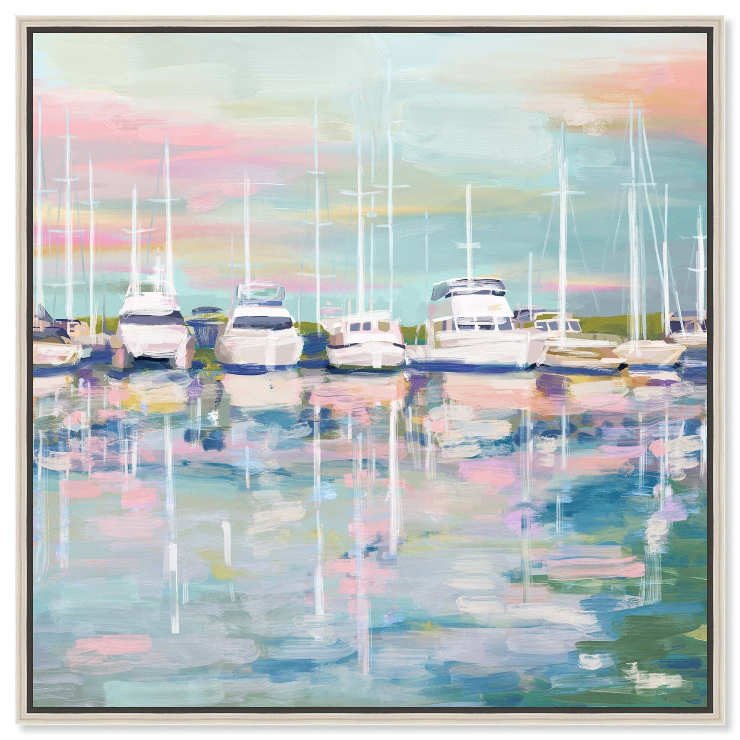 Art Remedy Coastal Dock Coastal Print by Silver Frame 40 x 40