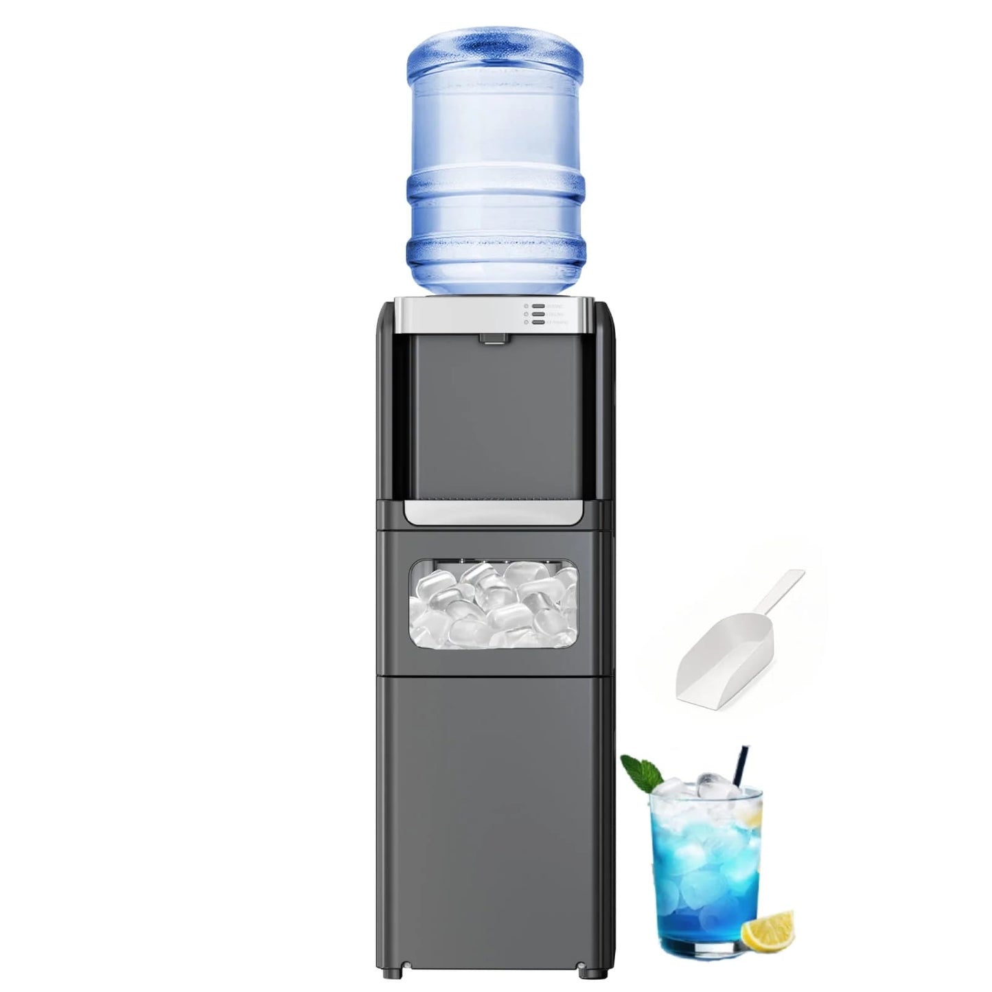 Antarctic Star 3-in-1 Black Hot and Cold Water Cooler with Built-in Ice Maker
