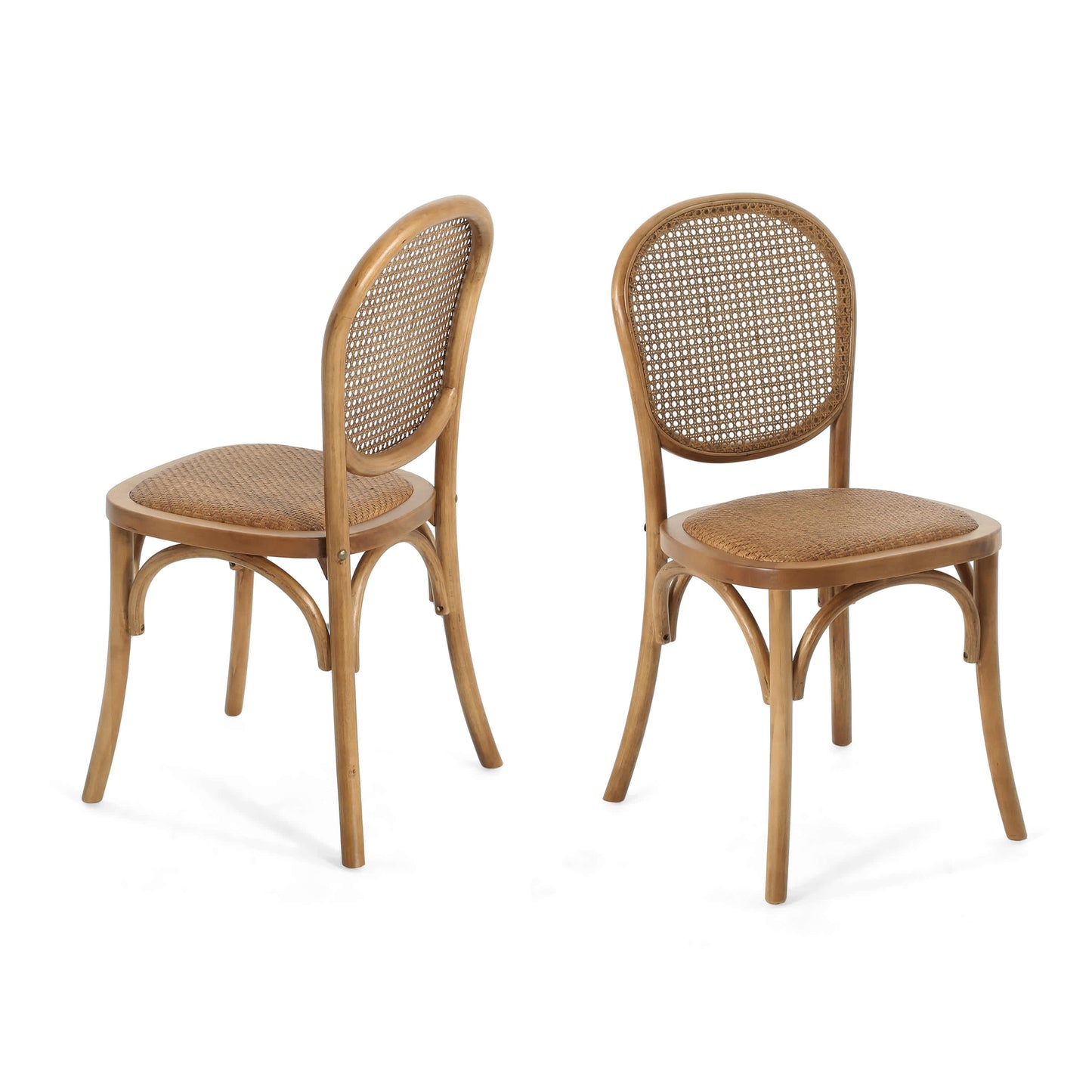 Rbied Outdoor Dining Chairs Set of 2 Light Brown Slat Back Birch Wood Frame in Black Finish