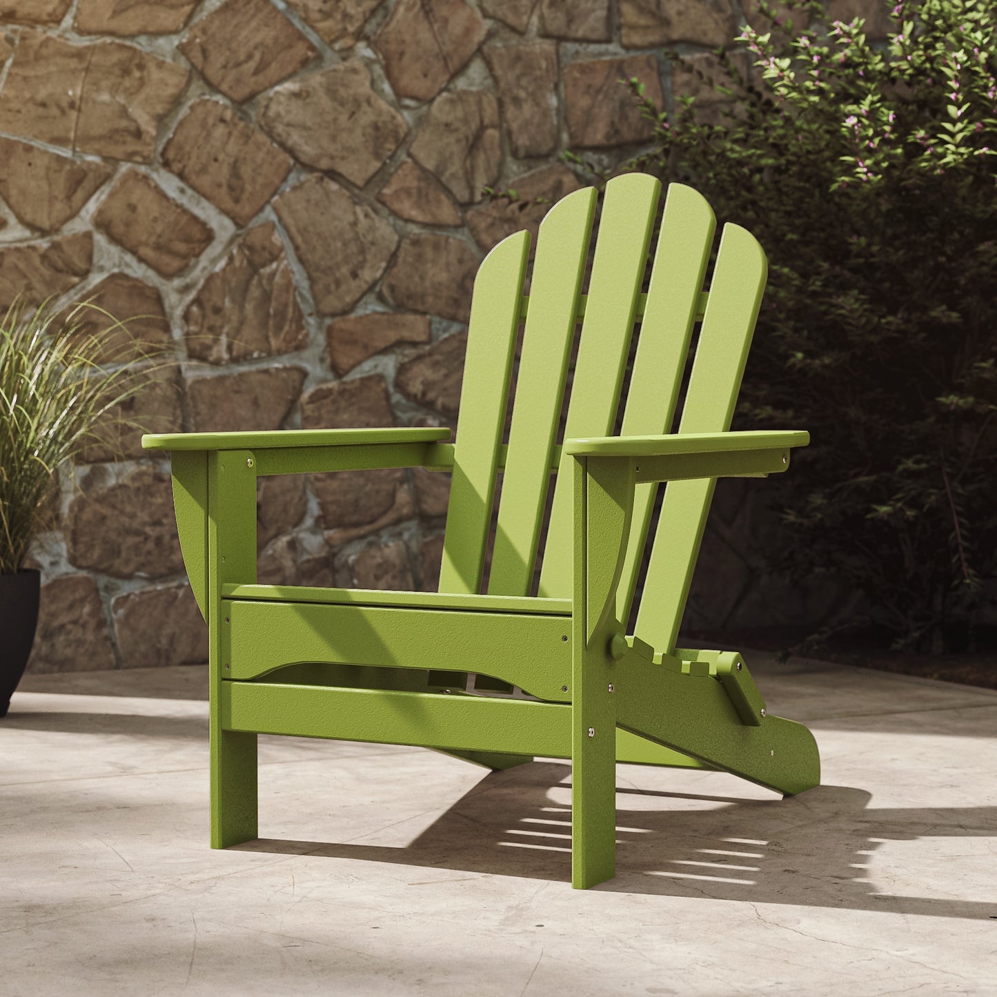 Trex Outdoor Furniture Monterey Bay Lime HDPE Frame Stationary Adirondack Chair with Slat Seat