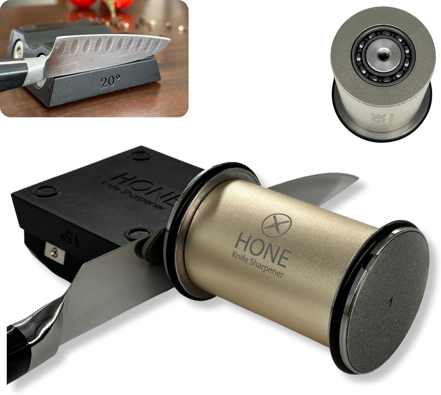 ๐๐ข๐ก๐ Knife Sharpener: Engineered in Canada, Knife Blade Repair and Restoration Tool with Ball Bearings and Detachable Dual-Sided Diamond Sharpening Plates.