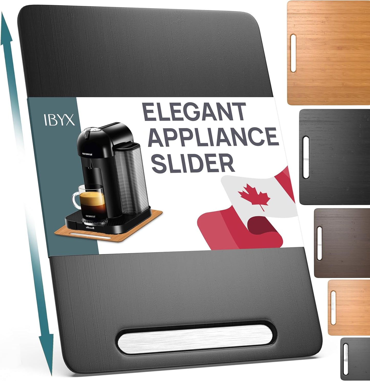 Ibyx Elegant Sliding Tray for Your Coffee Maker & Heavy Kitchen Appliances - Sturdy, Slides Easily from Under The Cabinet (Black, Medium - Long (9.5\u201D X 14\u201D))