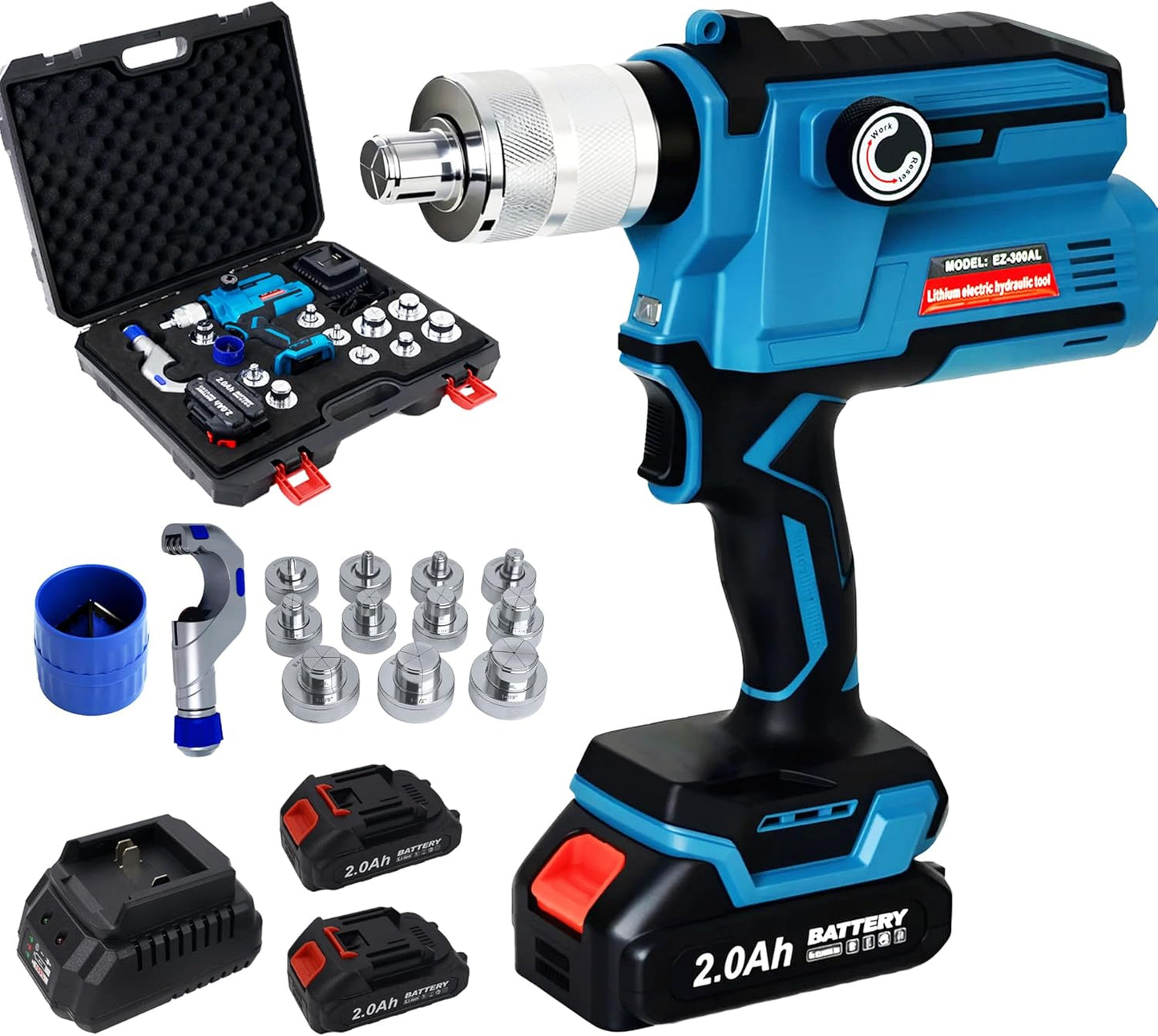 AMZCNC Electric Tubing Expander Swaging Tool Kit with 11 Expander Heads for 3/8" to 1-5/8" HVAC Copper tube expansion tool