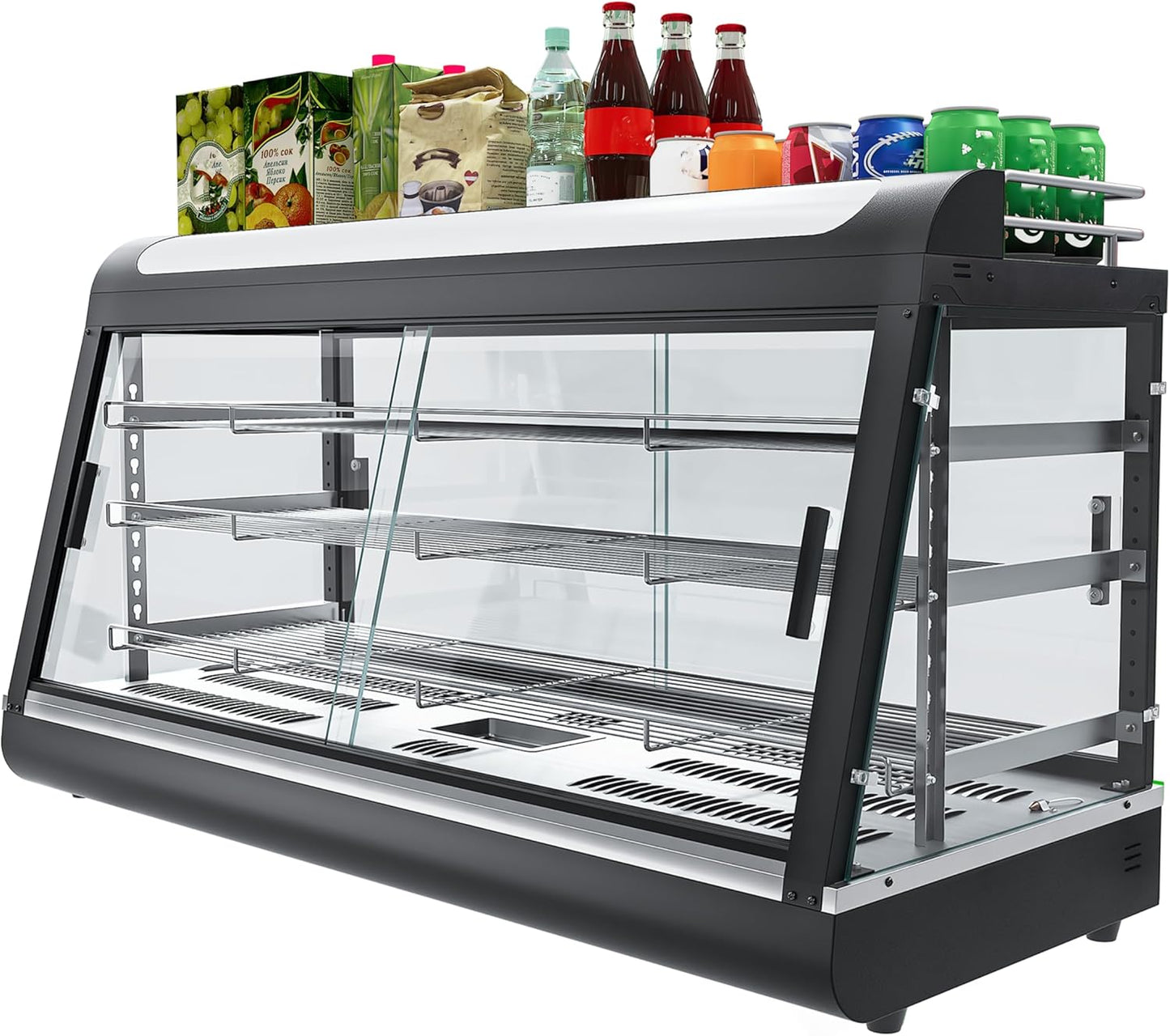 Whalefall Countertop Food Warmer with top Holder, 44 inch Commercial Food Warming Cabinet, tri-Color Lighting, w\/Thermometer and Adjustable Thermostat for Cafeteria Kitchens Restaurants