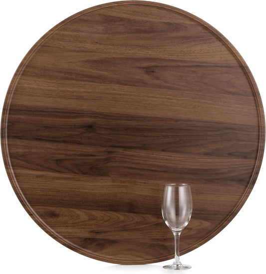 Extra Large Ottoman Serving Tray: Hanobe Round Wooden Trays 22" Contemporary Decorative Coffee Table Tray Circle Big Platter Modern Home Decor for Living Room