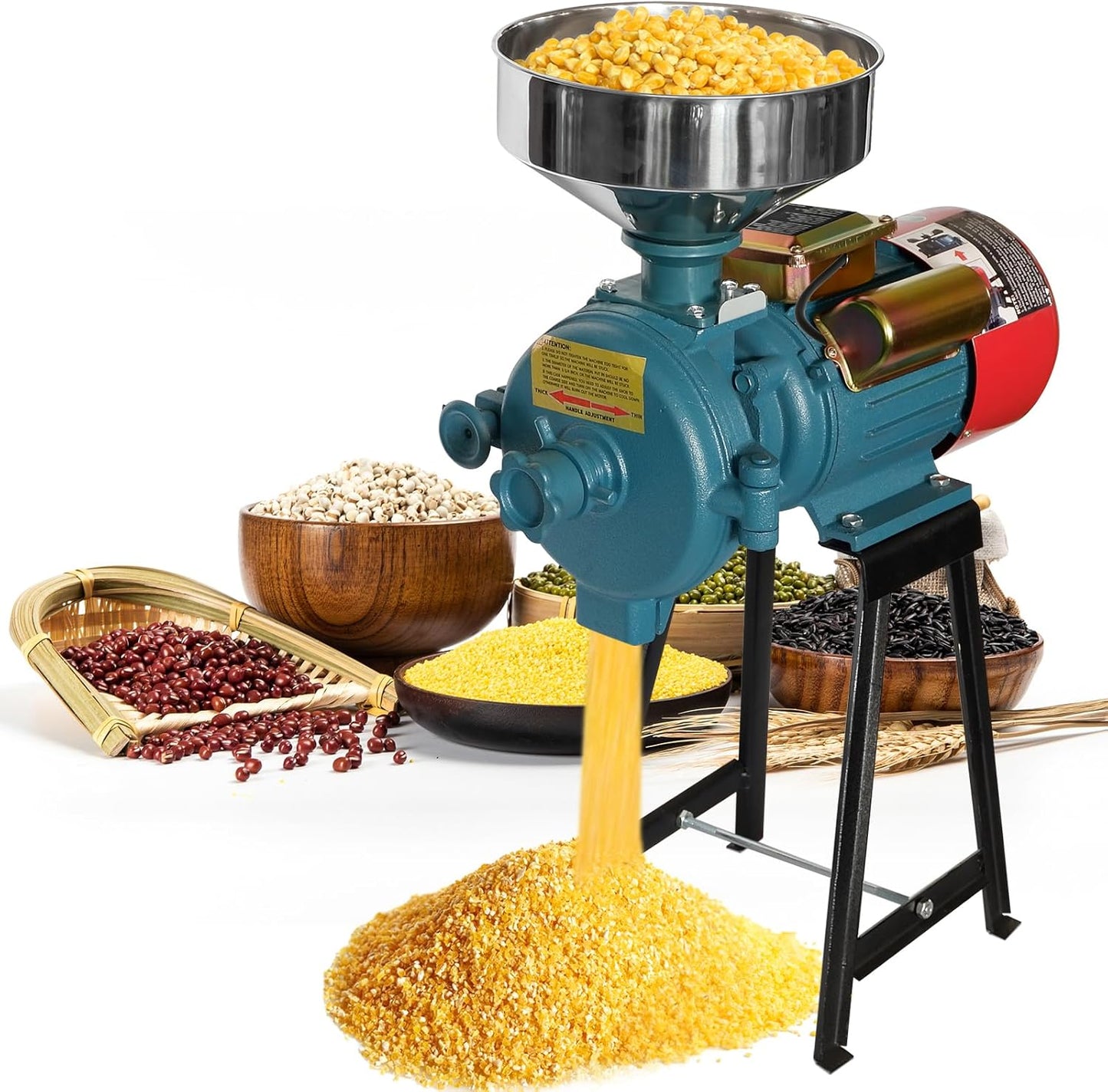 NAIZEA Grain Mills Electric Grinder Mill, 3000W Commercial Corn Mill Grinders, 110V Flour Wheat Rice Cereals Machine, Heavy Duty Dry Cereals Grinders With Funnel (Dry Grinder)