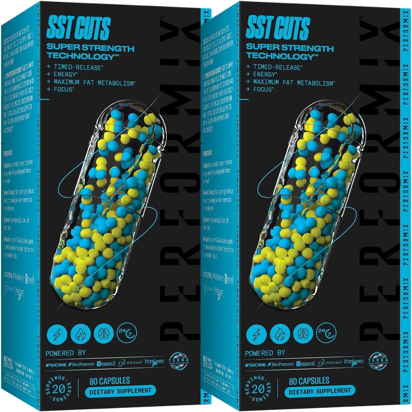 PERFORMIX - SST Cuts - Thermogenic with CLA - Energy, Focus & Mood - Metabolism Support - Hunger Control - Nootropic - Pre Workout - Men & Women - 160 Servings - 2 Pack