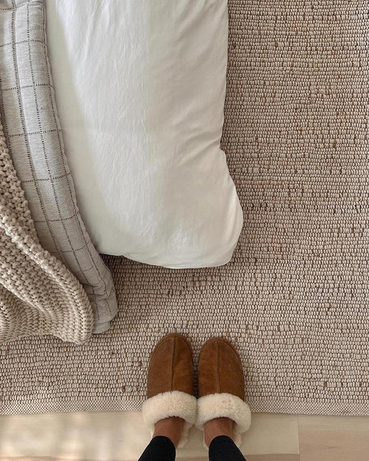 FRELISH DECOR Handwoven Jute Blend Cotton Area Rug - Contemporary Farmhouse Decor- Vintage Rustic Nautical Rugs for Bedroom - Living Room - Kitchen - Classy Home Decor (6'x9')