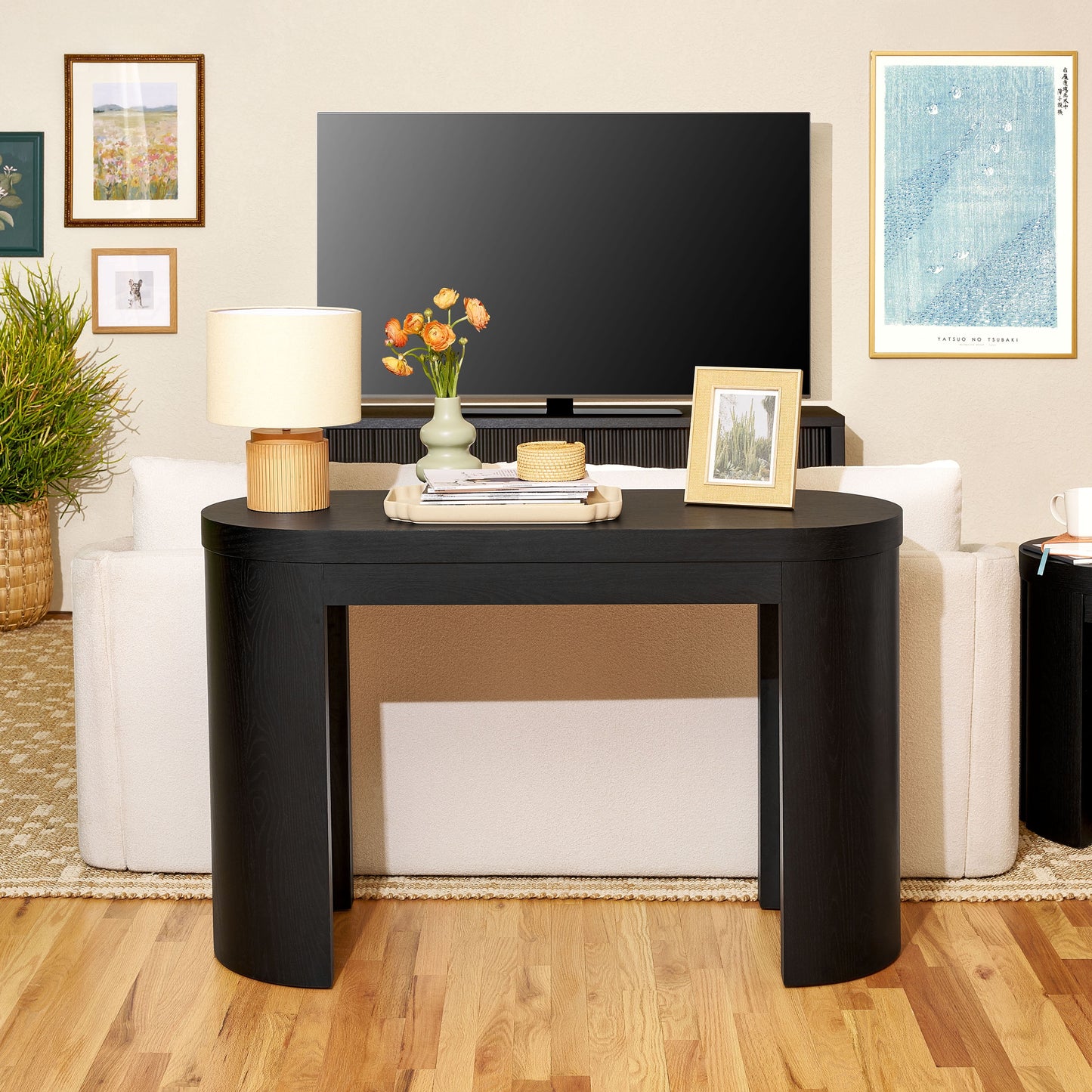 Beautiful Drew Sofa Table by Drew Barrymore, Rich Black Finish