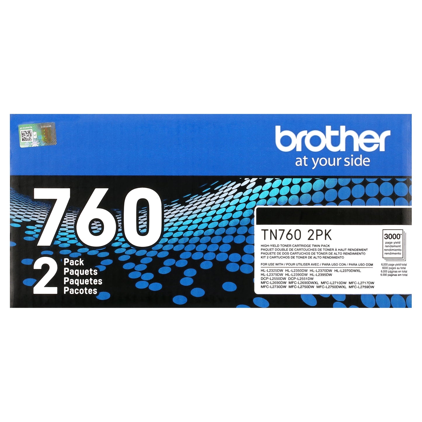 Brother Genuine High-Yield Black Toner Cartridge Twin Pack TN7602PK