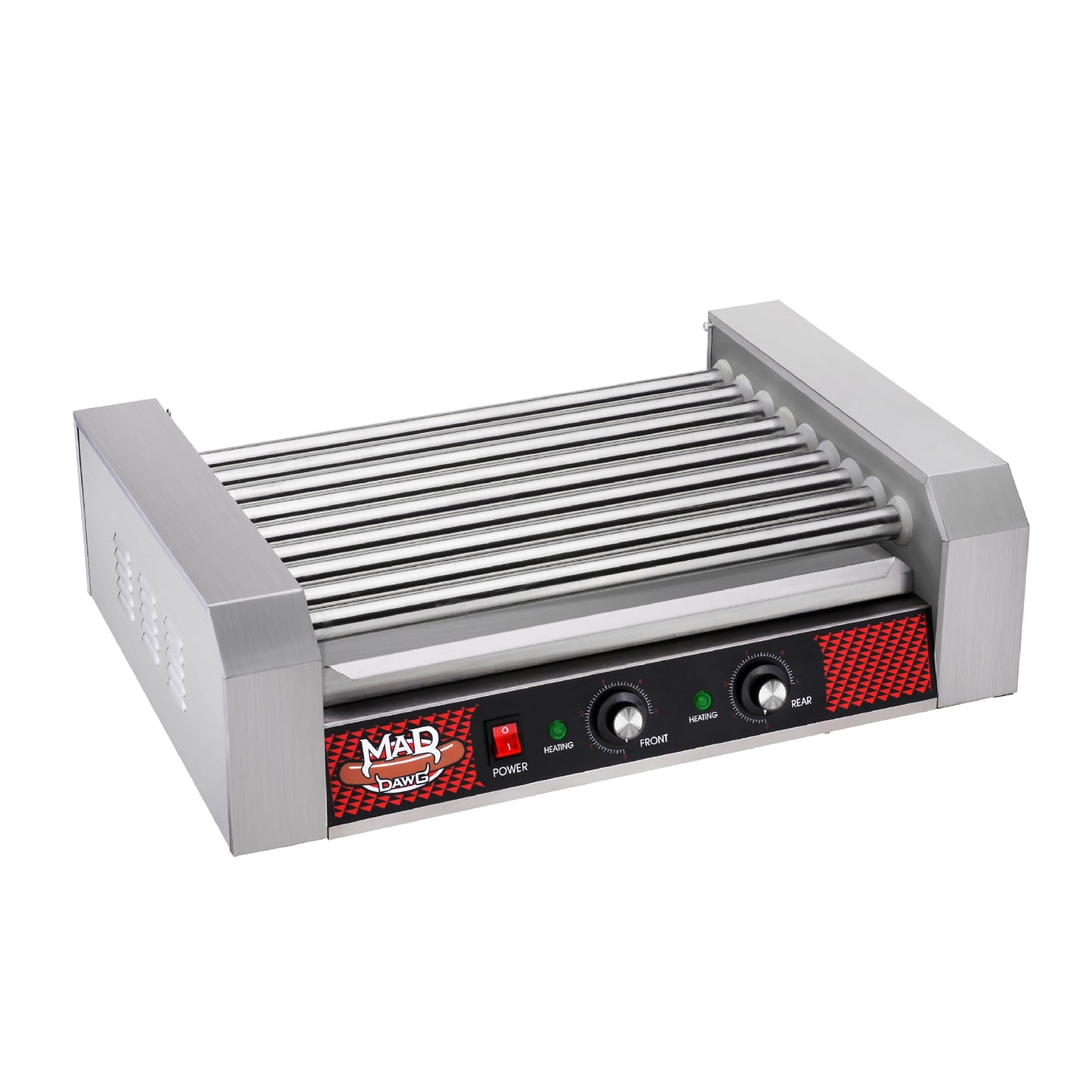 Great Northern Popcorn Commercial Quality 24 Hot Dog 9 Roller Grilling Machine - 1800 Watts, Stainless Steel