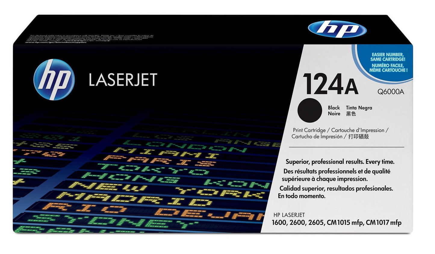 HP 124A Black Original LaserJet Toner Cartridge, ~2,500 pages, Q6000A