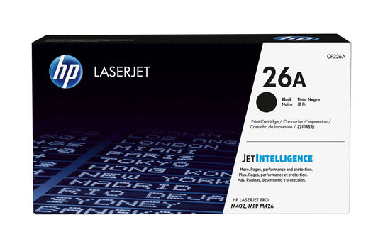 HP 26A Black Original LaserJet Toner Cartridge, ~3,100 pages, CF226A