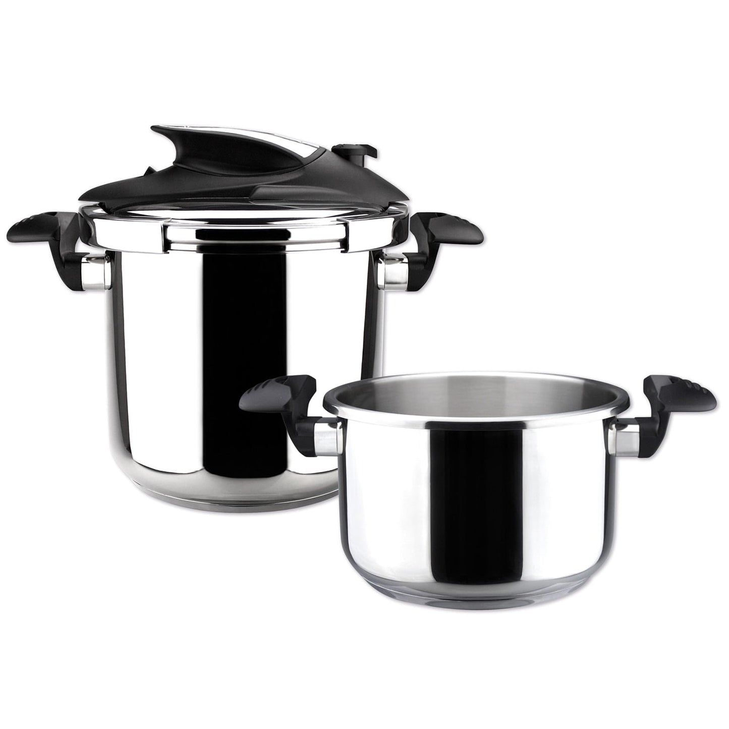 MAGEFESA Nova Stainless Steel Pressure Cooker Set – 4.2 & 6.3 Qt | Super-Fast Cooking, Easy Locking, Induction Compatible, 5 Safety Systems, 11.6 PSI